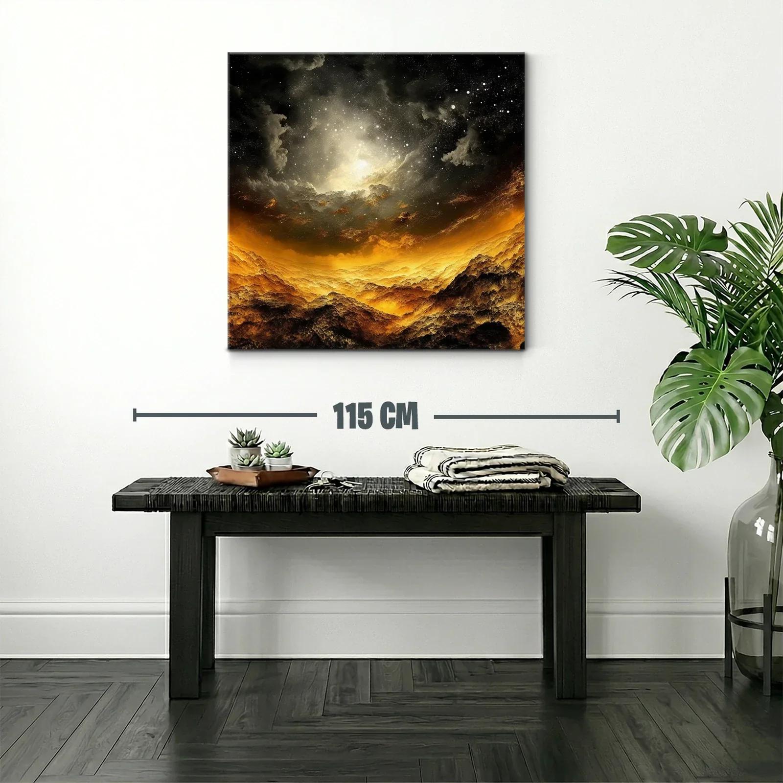 Paisaje cósmico con luces doradas y cielo estrellado — miniatura 2