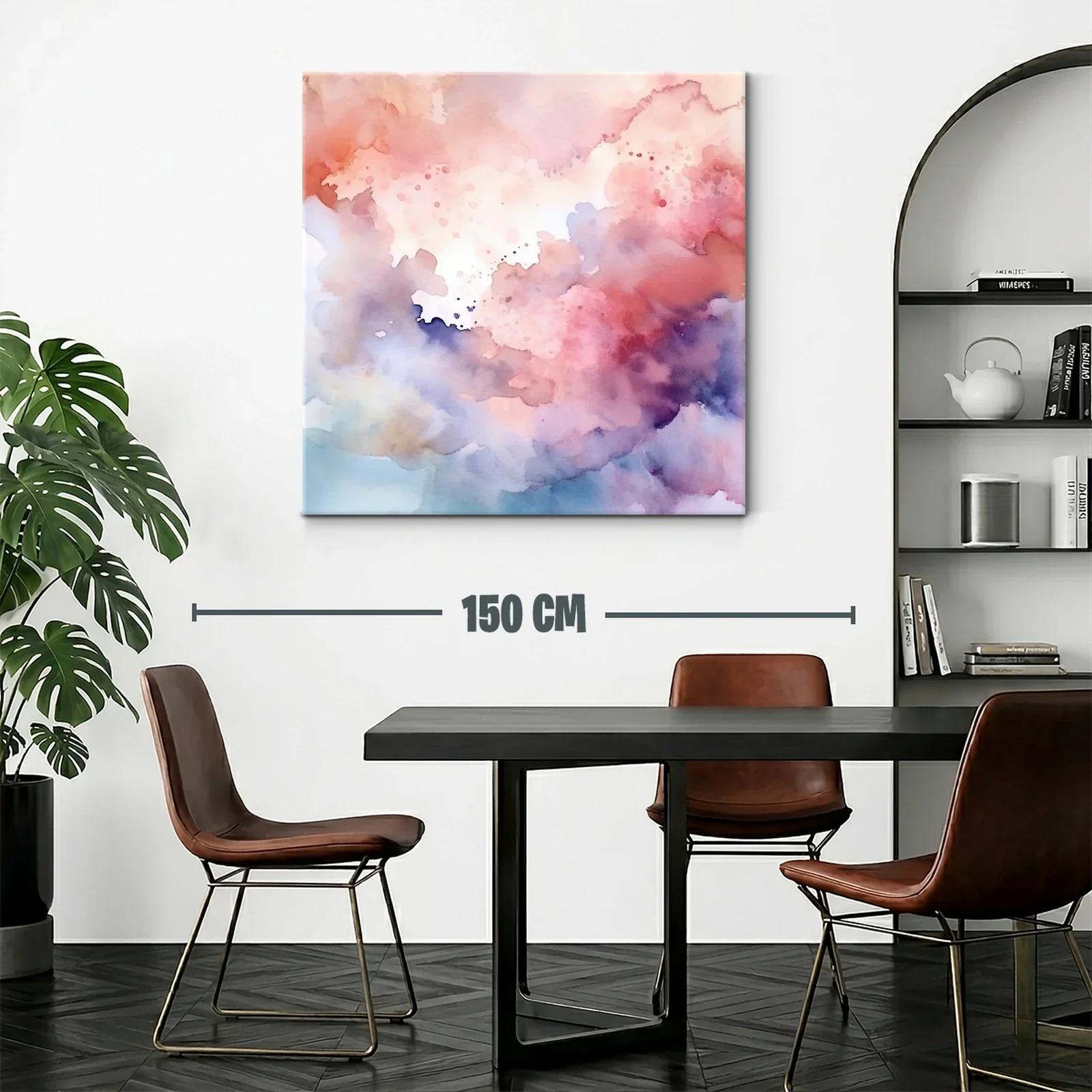 Cuadro abstracto en tonos suaves rosas y lilas — miniatura 2