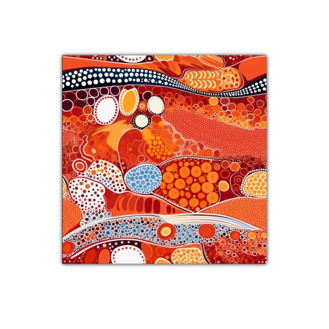Cuadro decorativo abstracto con formas circulares en tonos cálidos