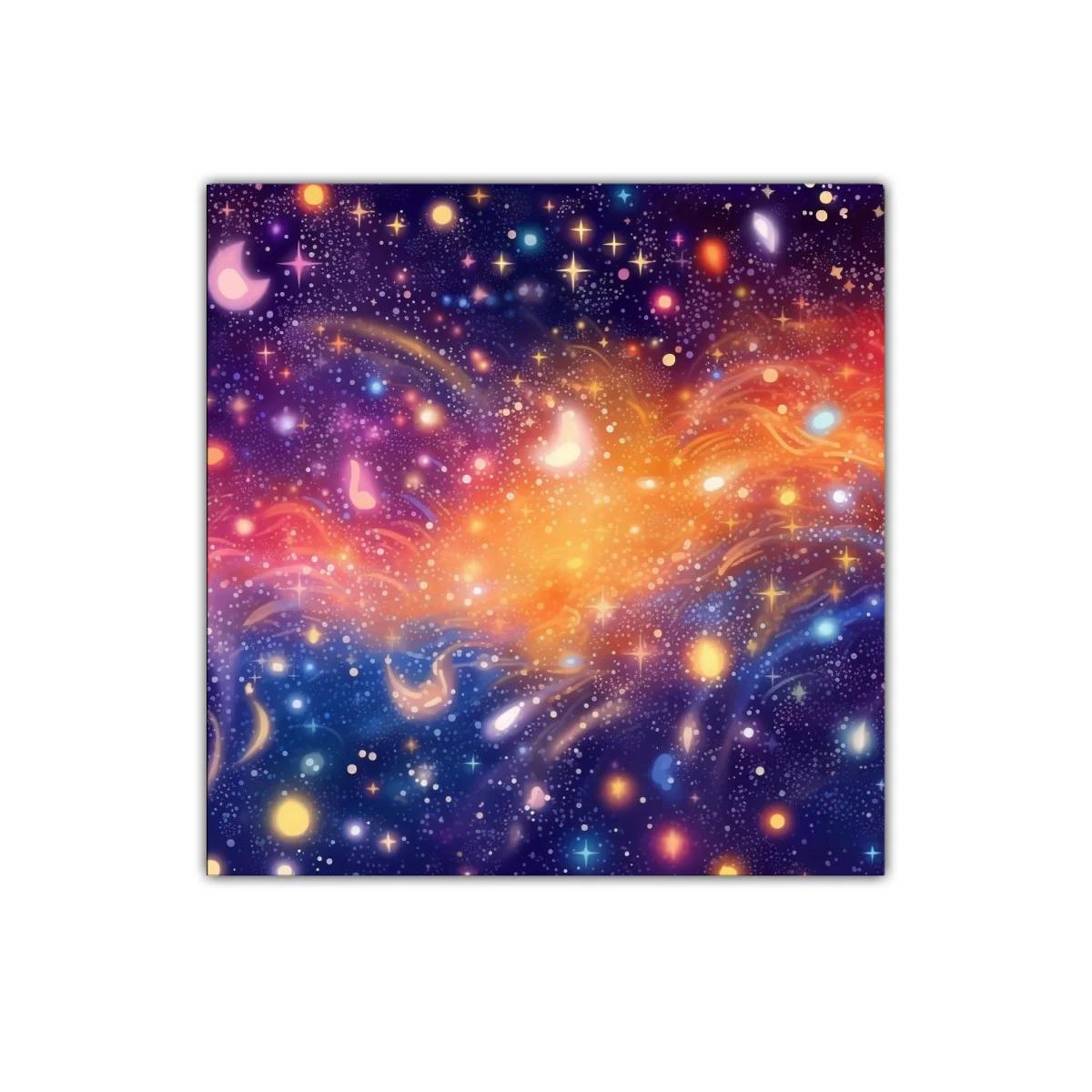 Cuadro Universo Abstracto con Estrellas y Luz Vibrante