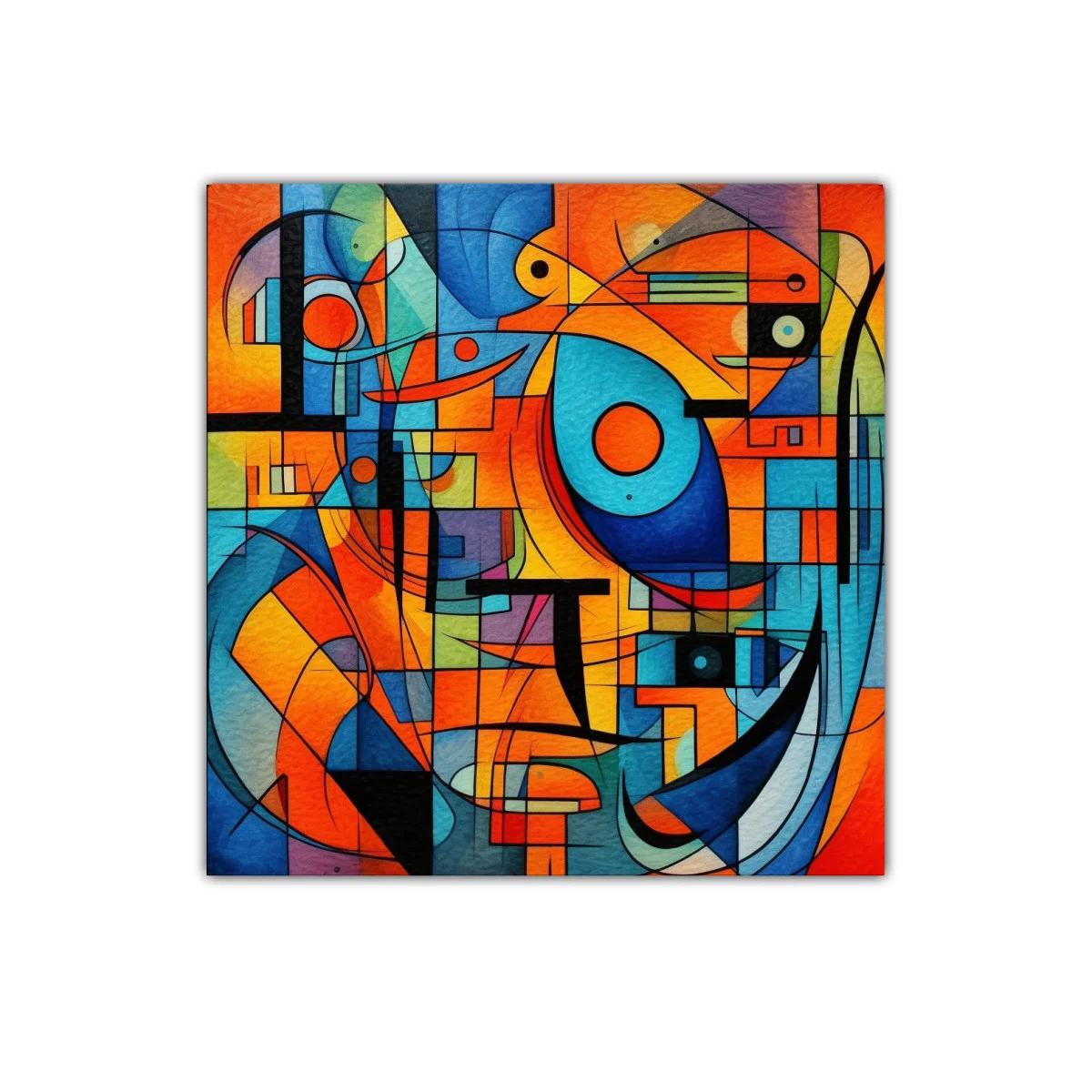 Composición abstracta en tonos cálidos y fríos vibrantes — imagen principal