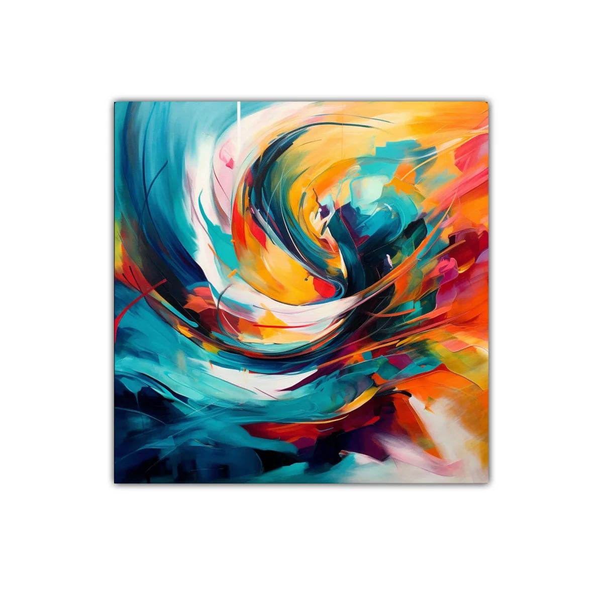 Cuadro abstracto en espiral con vibrantes colores cálidos y fríos — imagen principal