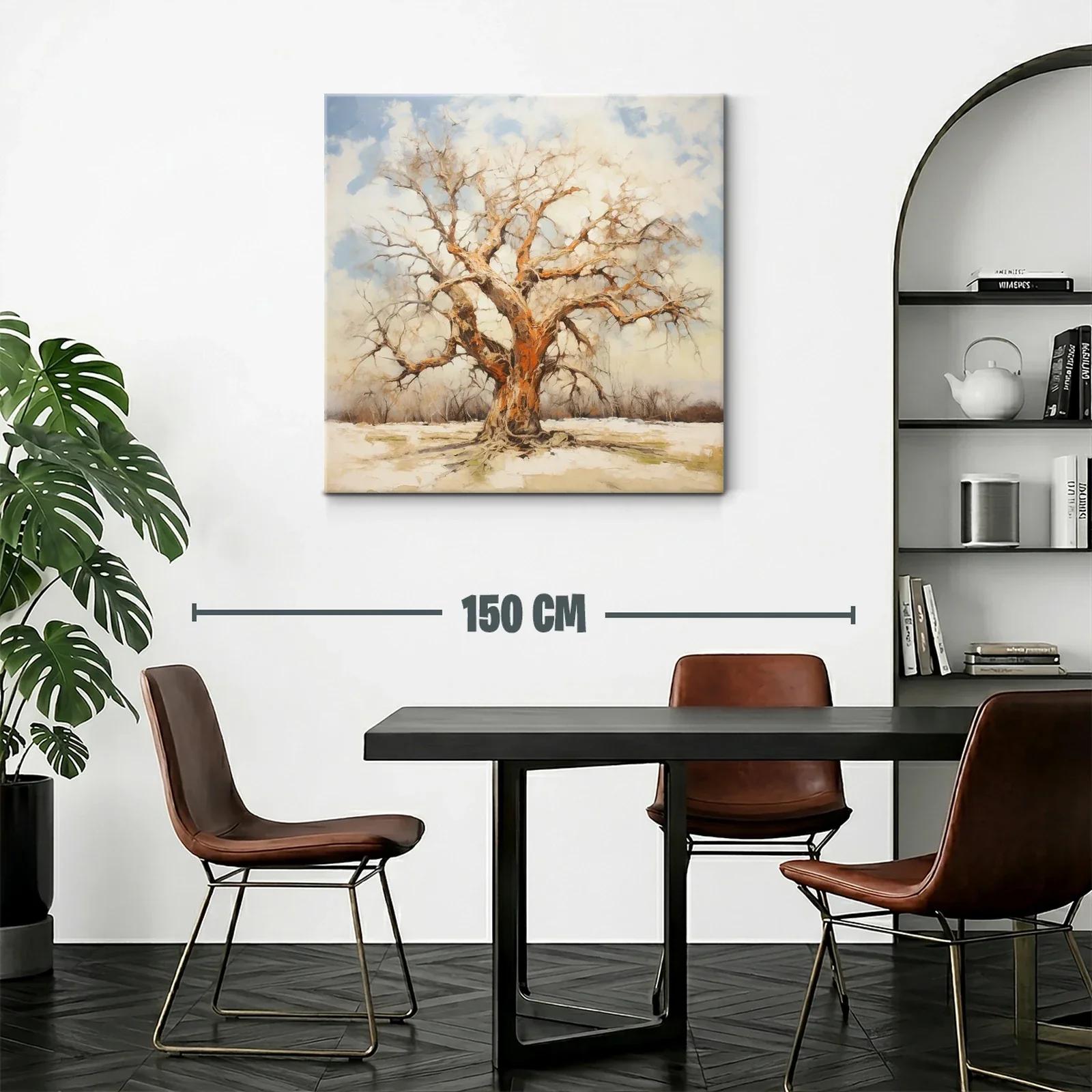 Árbol solitario con tonos cálidos y fondo nevado — miniatura 2