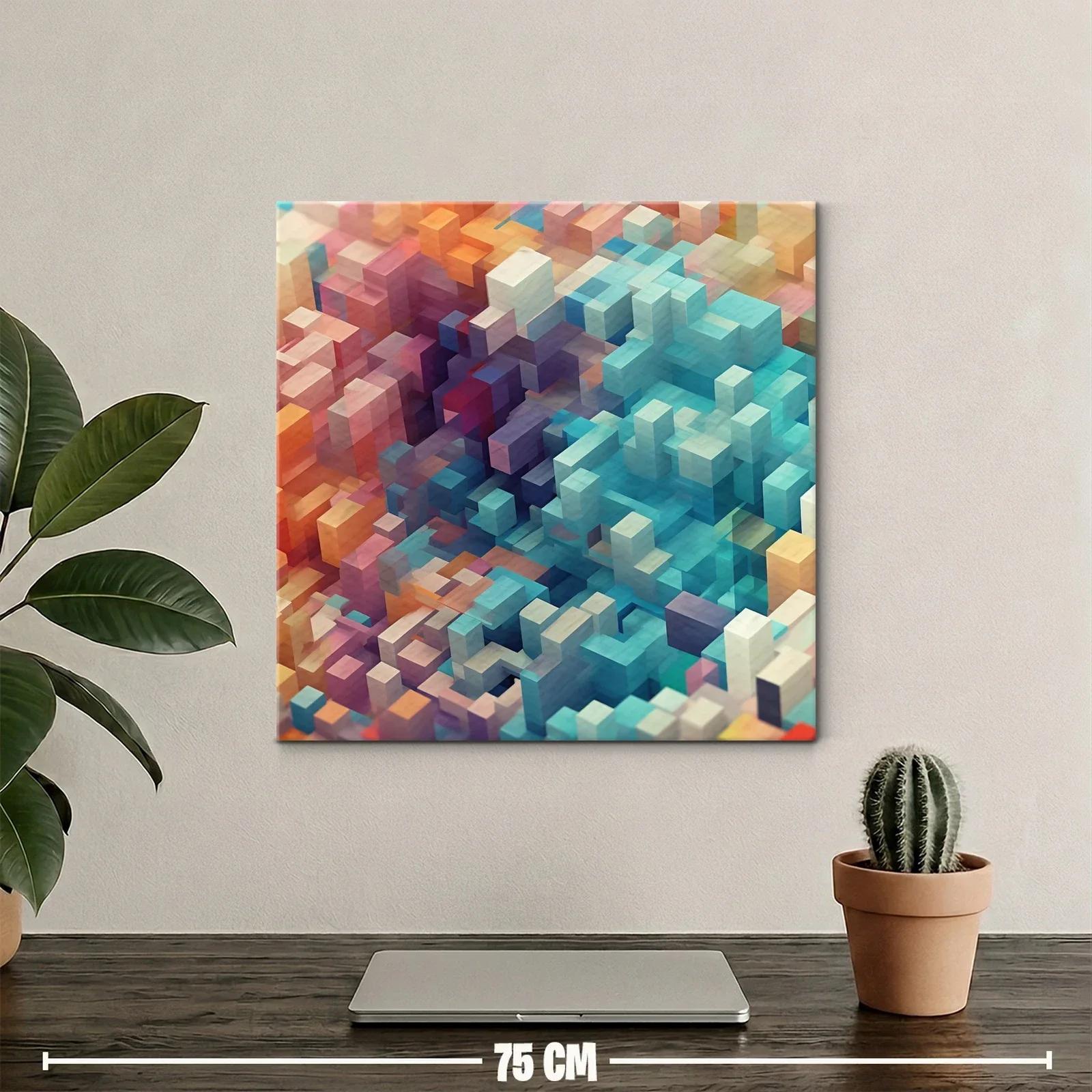 Composición abstracta de cubos en tonos vibrantes y pastel — miniatura 2