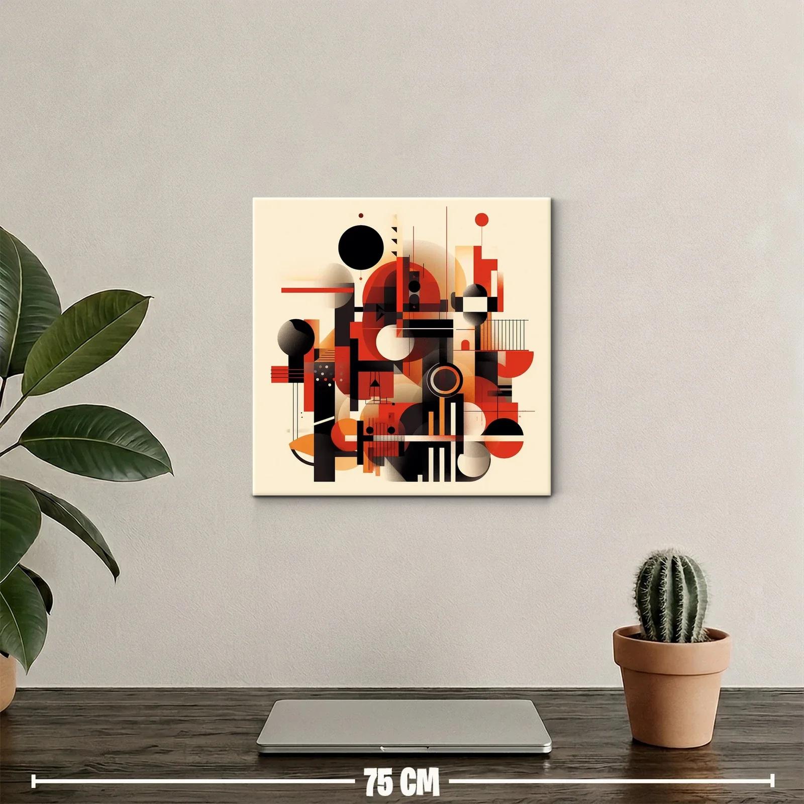 Cuadro abstracto con formas geométricas en tonos cálidos — miniatura 2