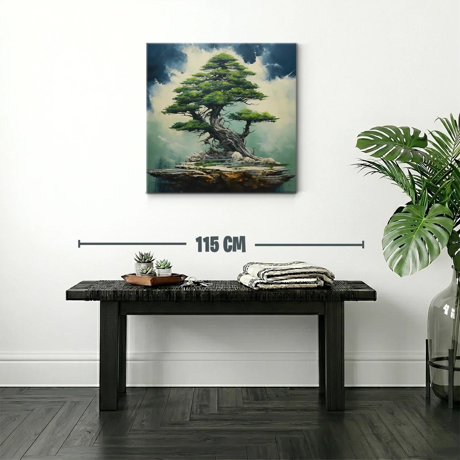 Árbol majestuoso sobre piedra con tonos verdes y azules — miniatura 2