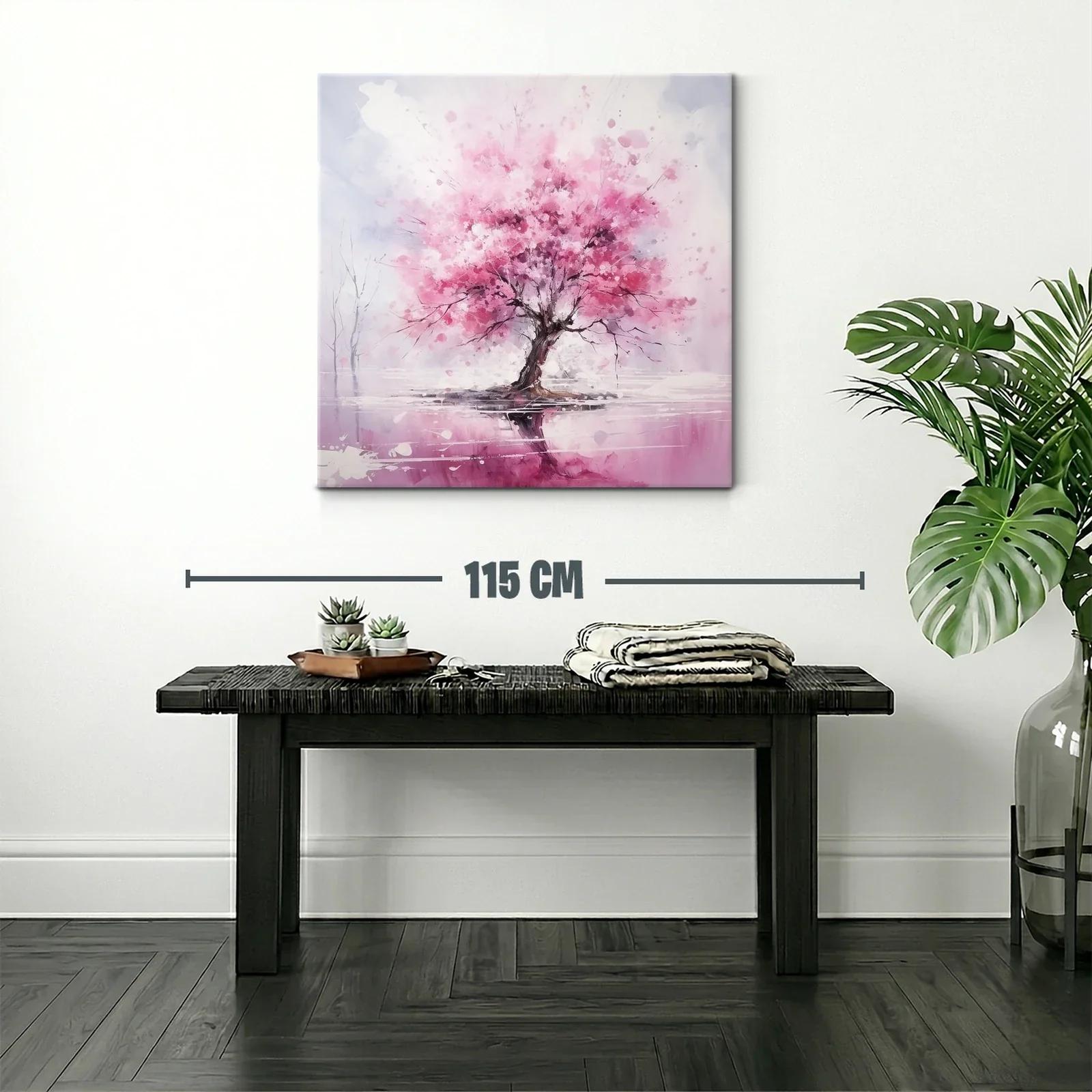 Árbol con vibrante floración en tonos rosas y reflejo — miniatura 2