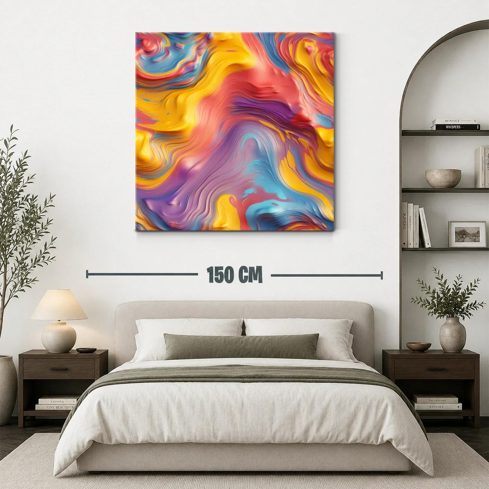 Cuadro abstracto con formas fluidas en tonos vibrantes — miniatura 3