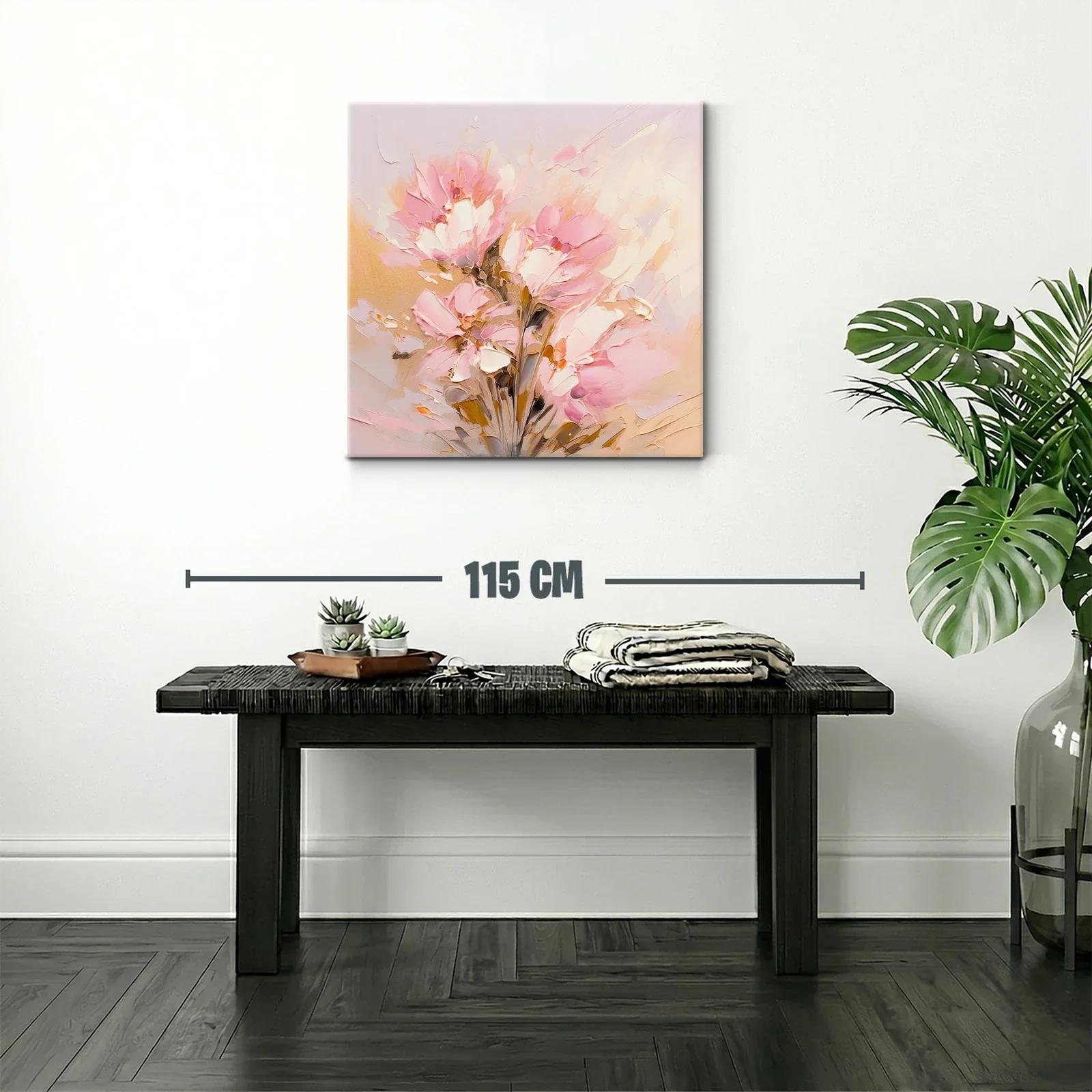 Flores abstractas en suave tonalidad rosa y beige — miniatura 2