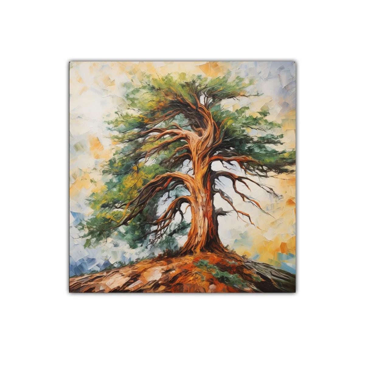 Árbol solitario en paisaje vibrante y natural
