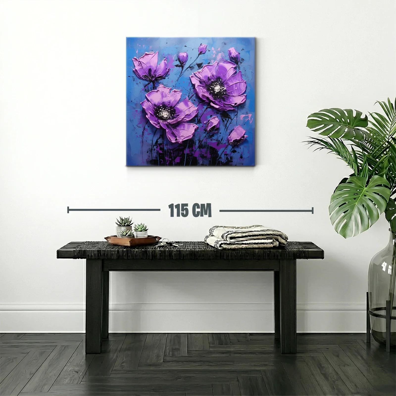 Flores Violetas Vibrantes en Fondo Azul Profundo — miniatura 2