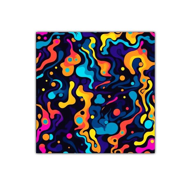 Cuadro abstracto vibrante con formas orgánicas y colores intensos