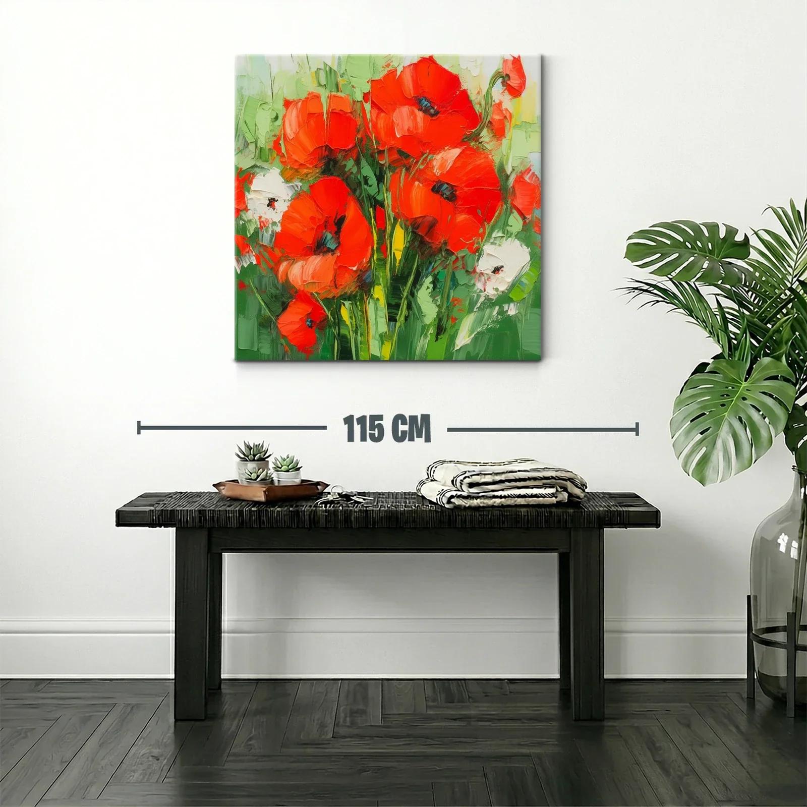 Estallido de amapolas rojas en jardín vibrante — miniatura 2