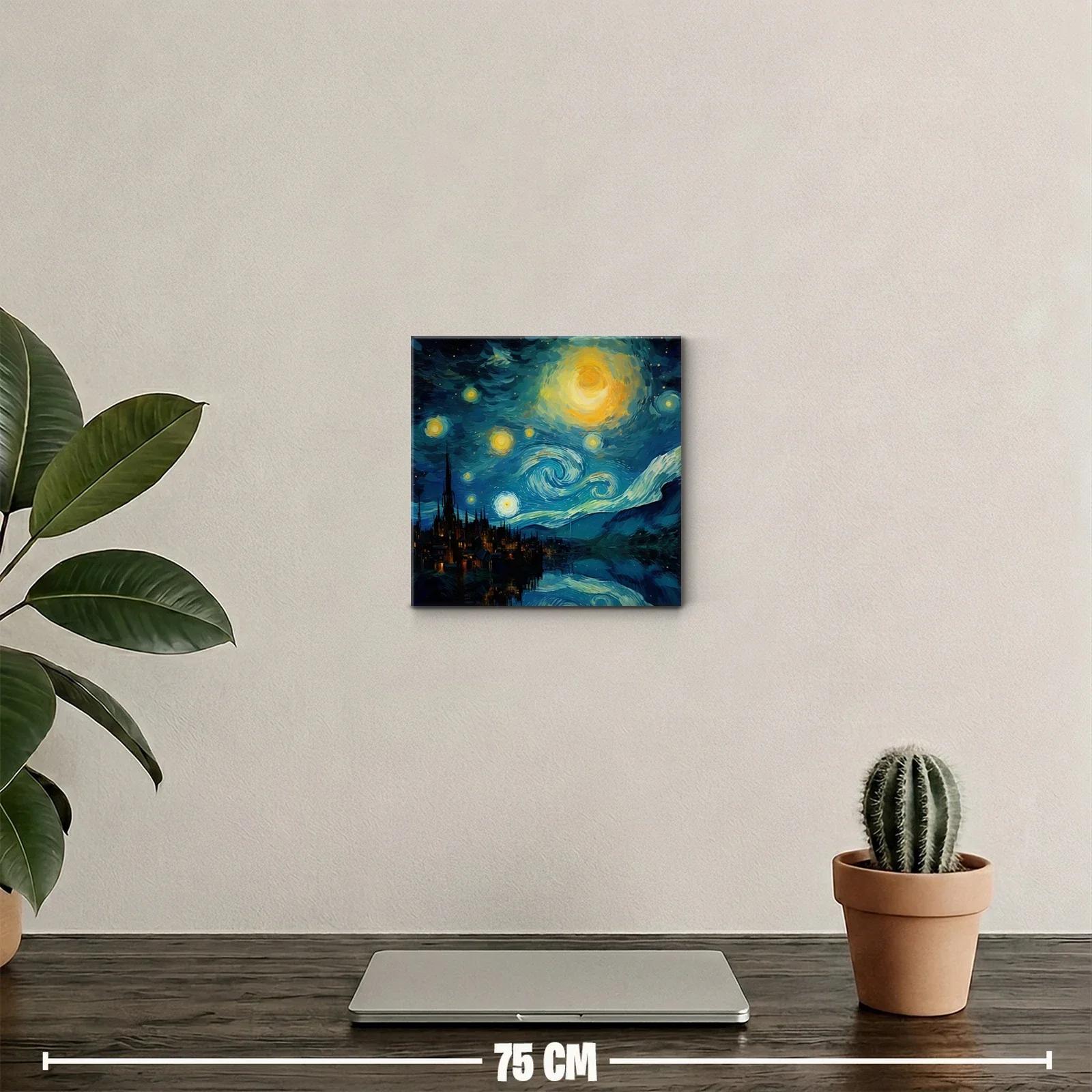 Noche estrellada sobre ciudad con reflejos intensos — miniatura 2
