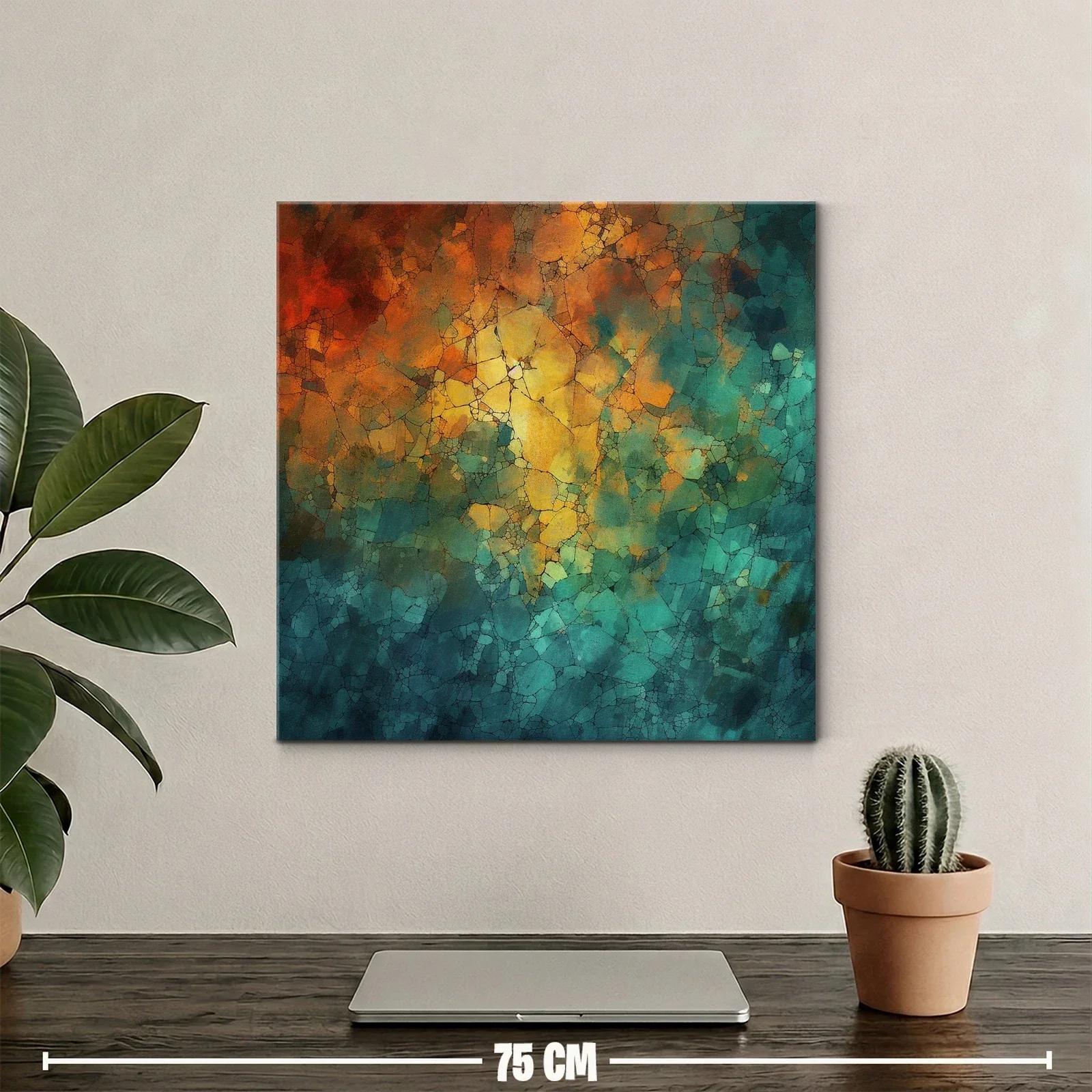 Cuadro abstracto con tonos cálidos y fríos entrelazados — miniatura 2