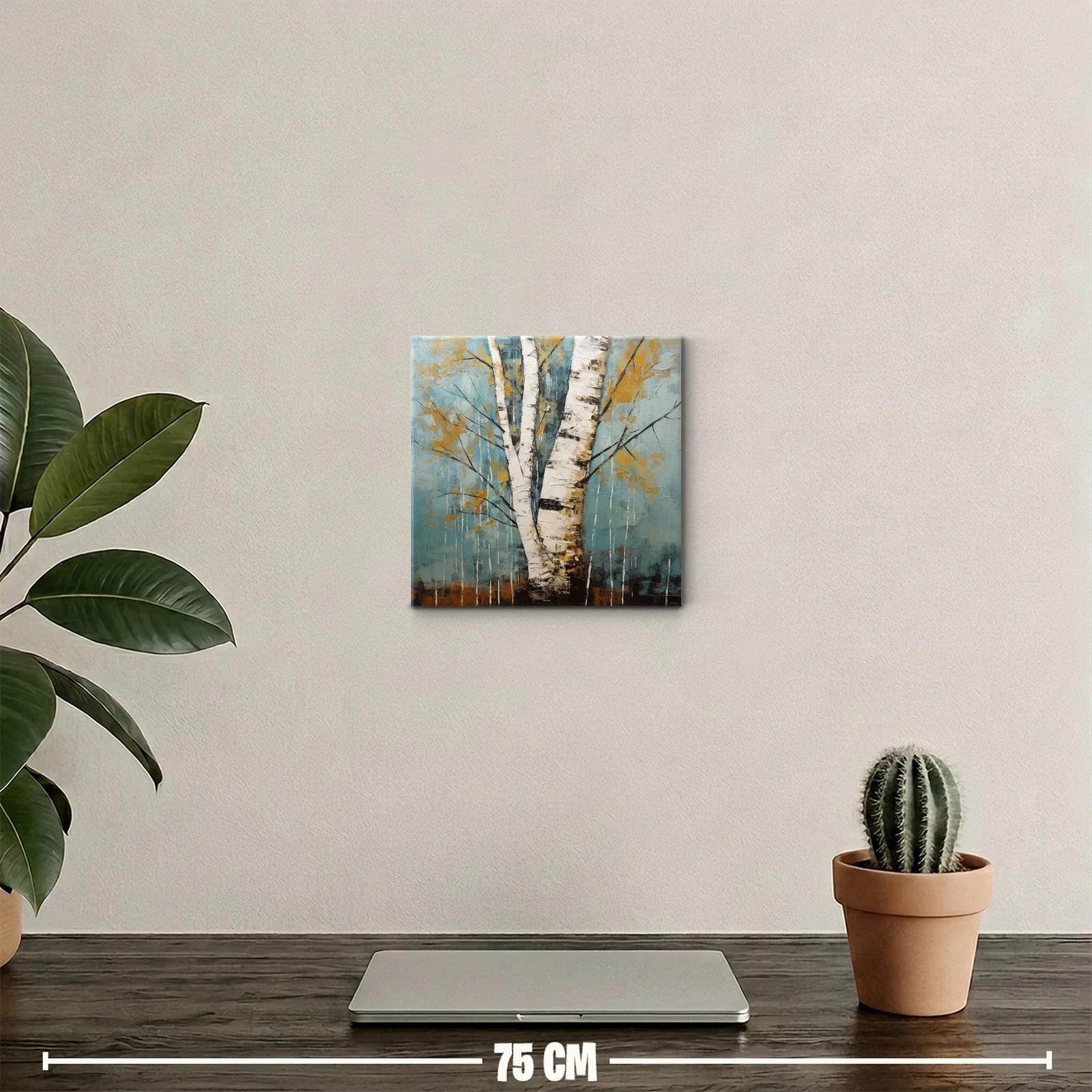 Troncos de abedul en paisaje otoñal sereno — miniatura 2