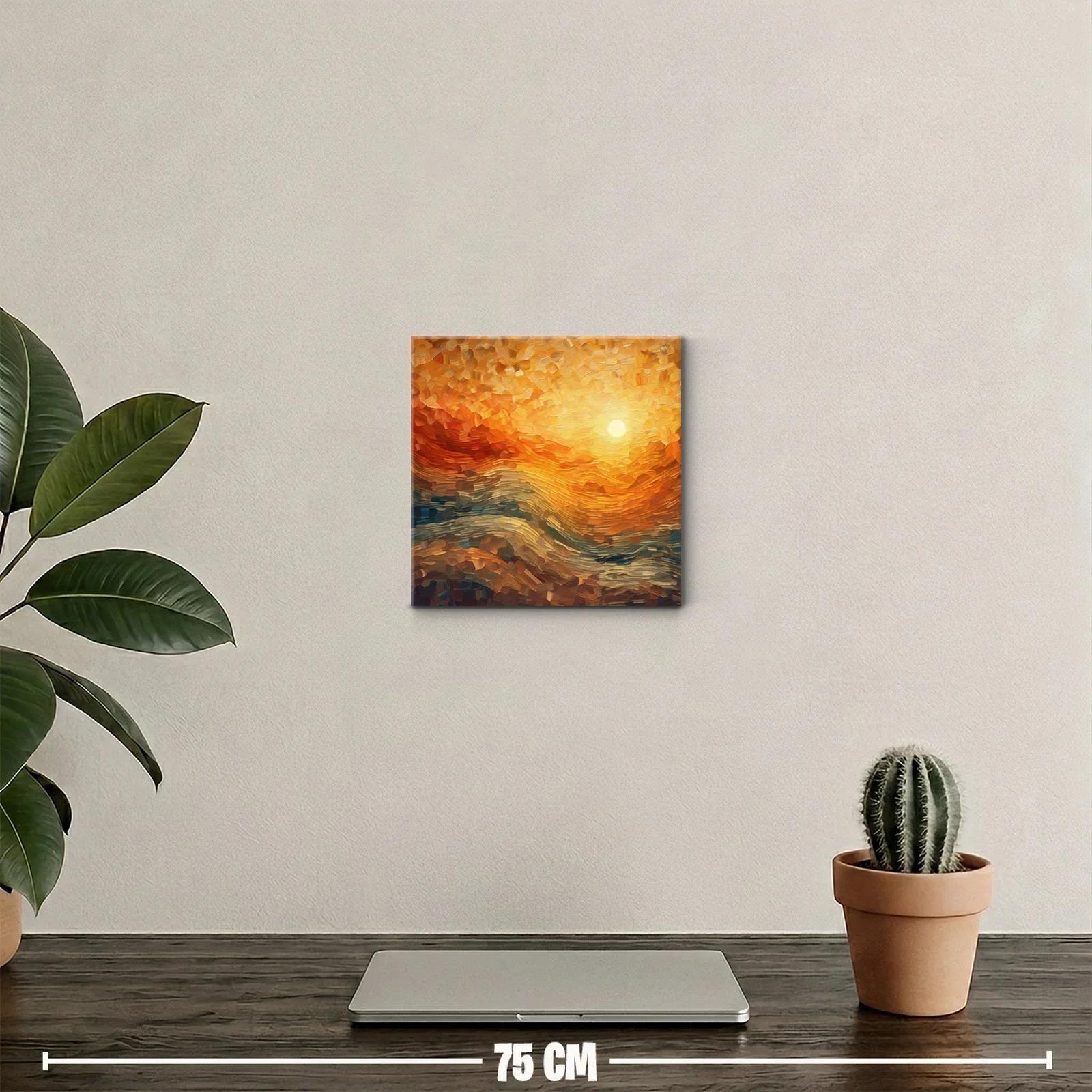 Cuadro abstracto con tonos cálidos y formas onduladas — miniatura 2