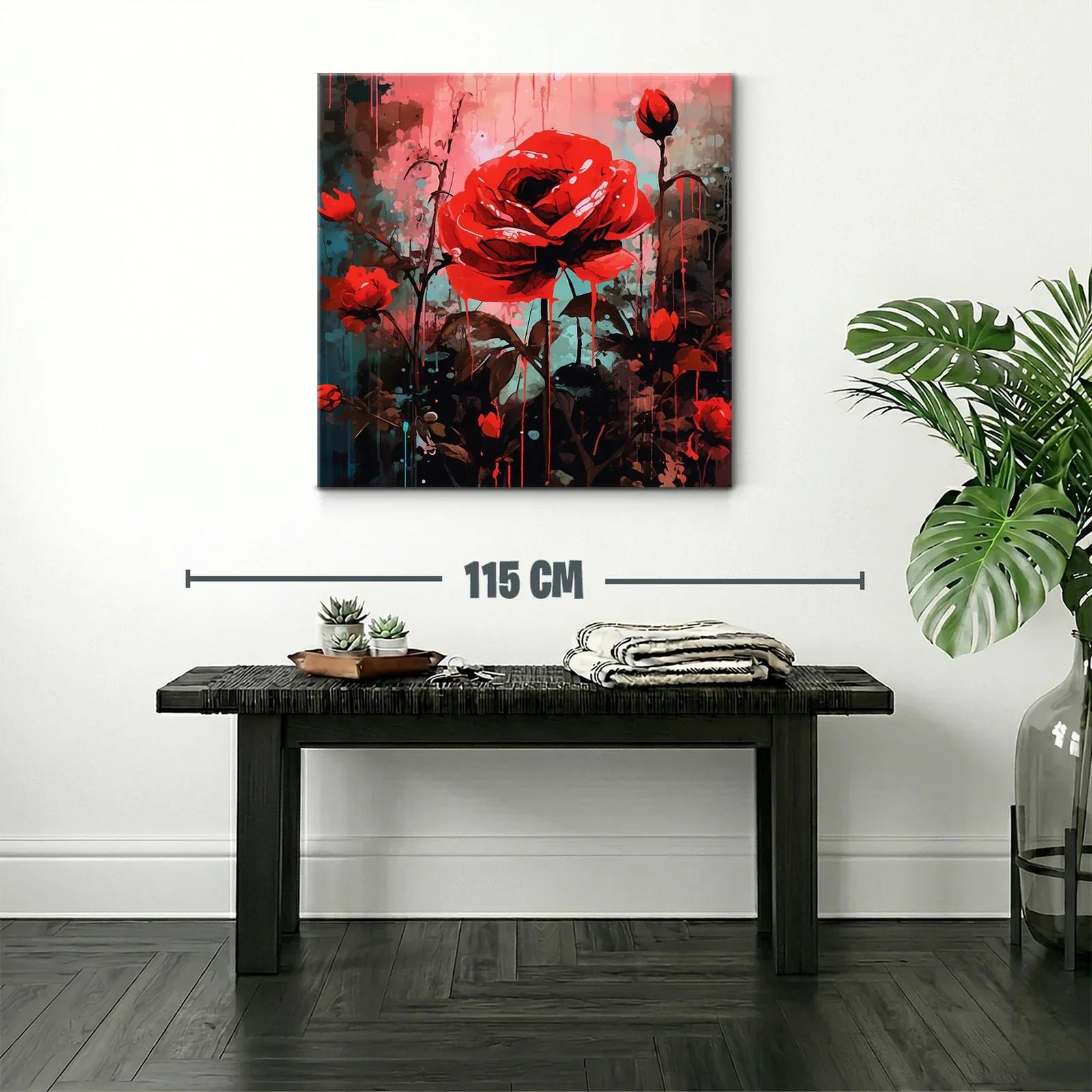 Vibrante composición de rosas rojas con fondo abstracto — miniatura 2