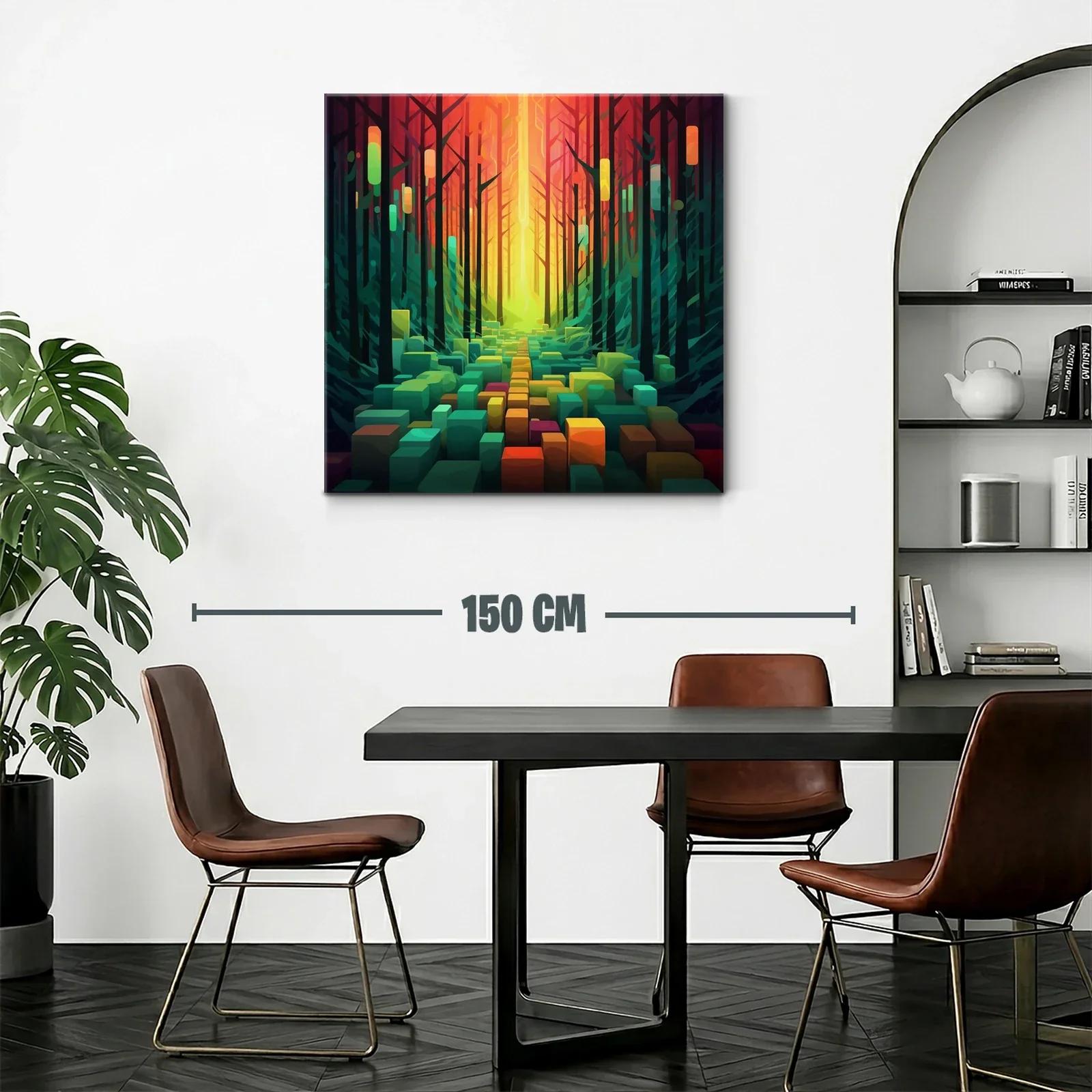 Paisaje abstracto vibrante con bosque y formas geométricas — miniatura 2