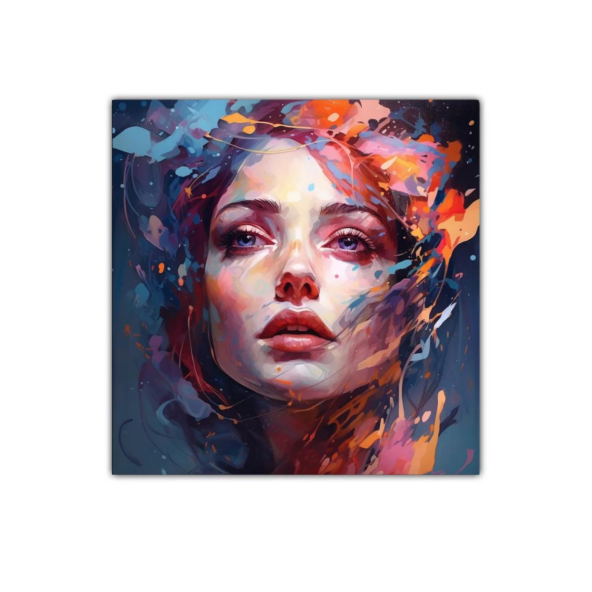 Retrato vibrante con explosión de color y expresión intensa — imagen principal