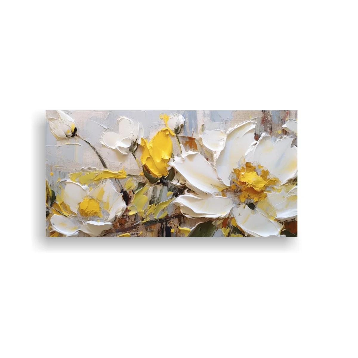 Cuadro flores blancas con capullos amarillos
