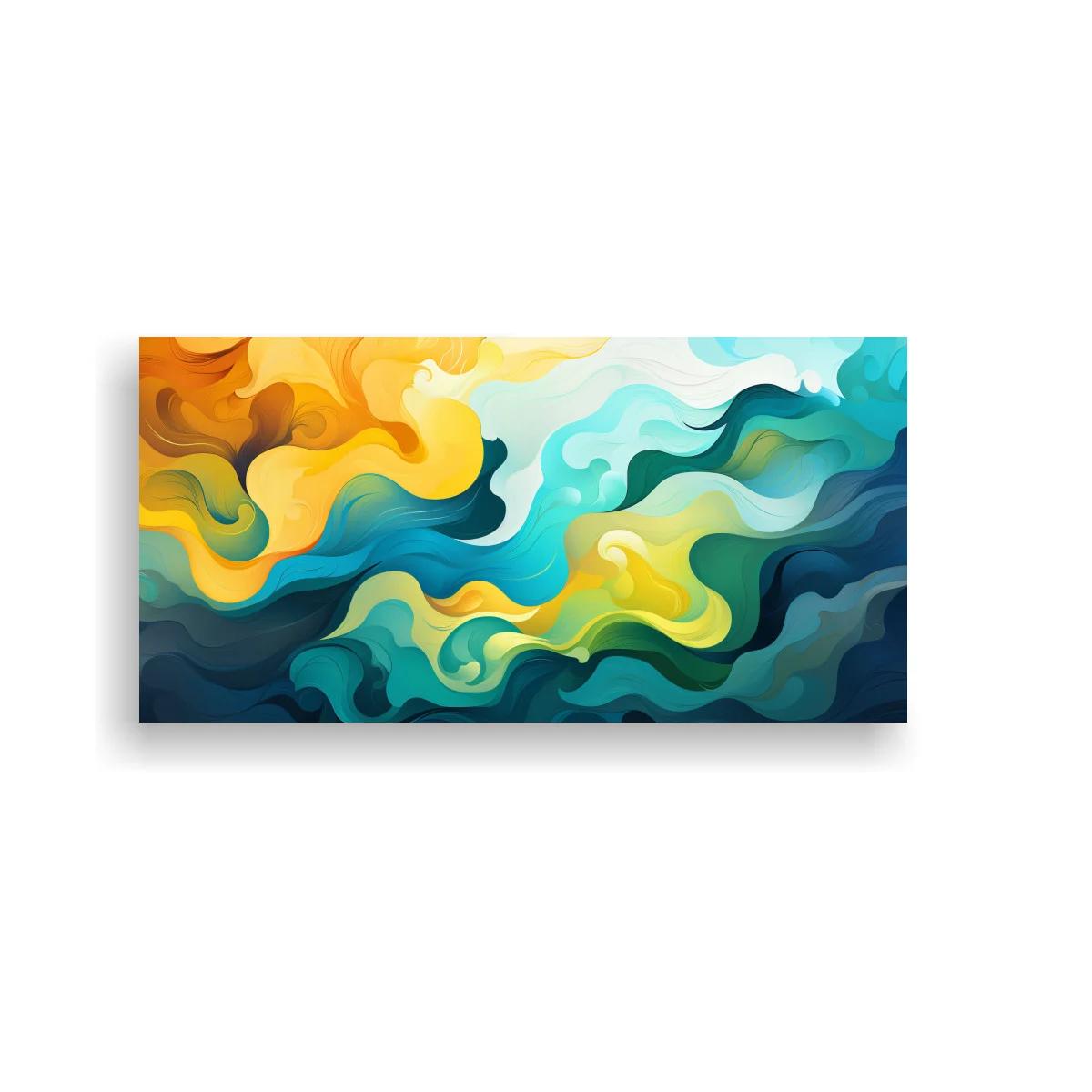 Cuadro ondas abstractas con acentos dorados