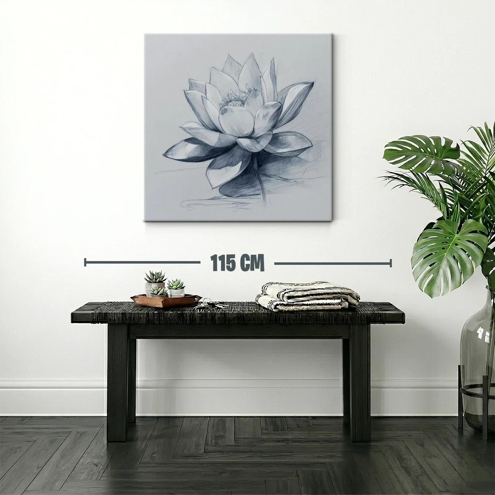 Flor de loto en delicado dibujo monocromo elegante — miniatura 2