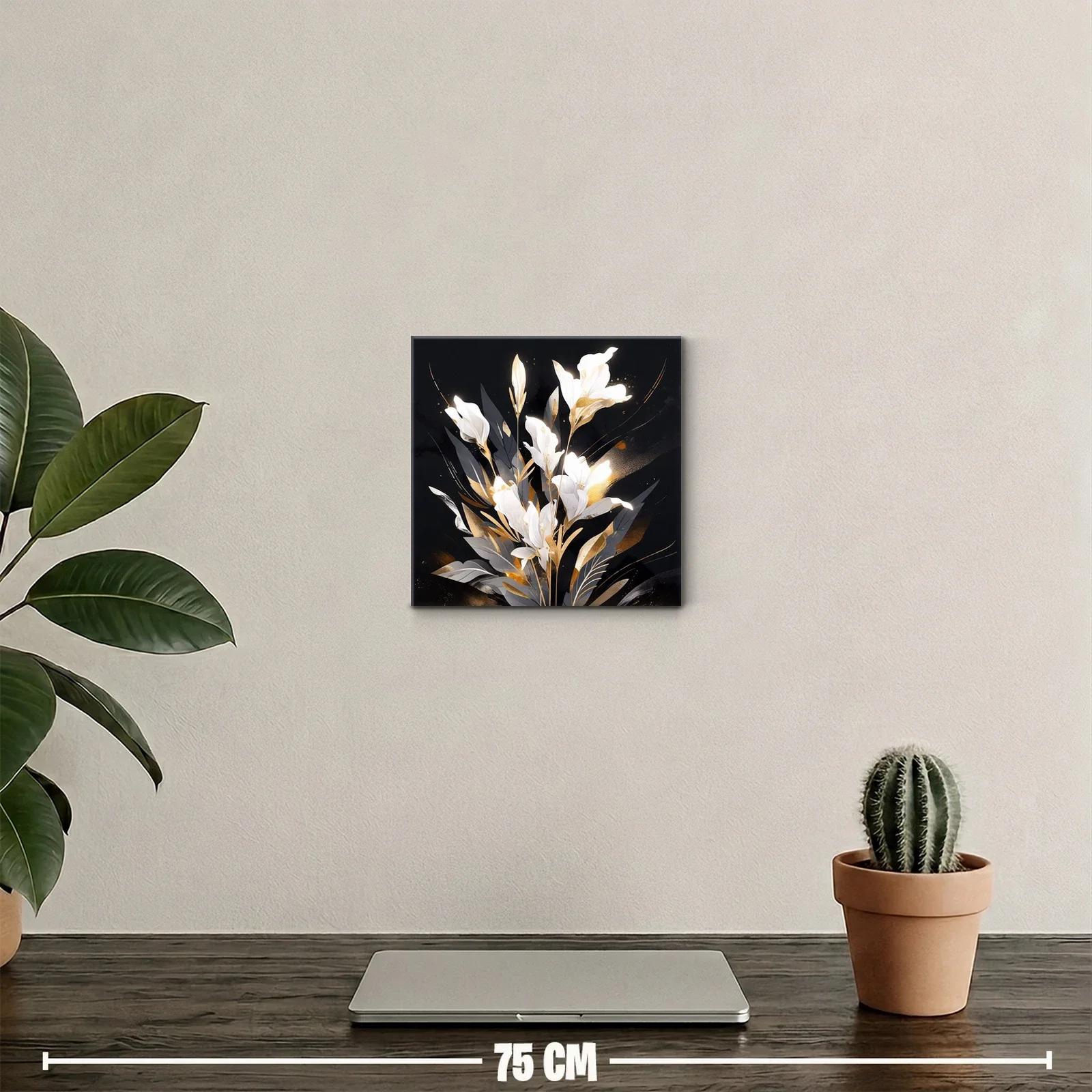 Cuadro elegante con flores blancas y detalles dorados — miniatura 2