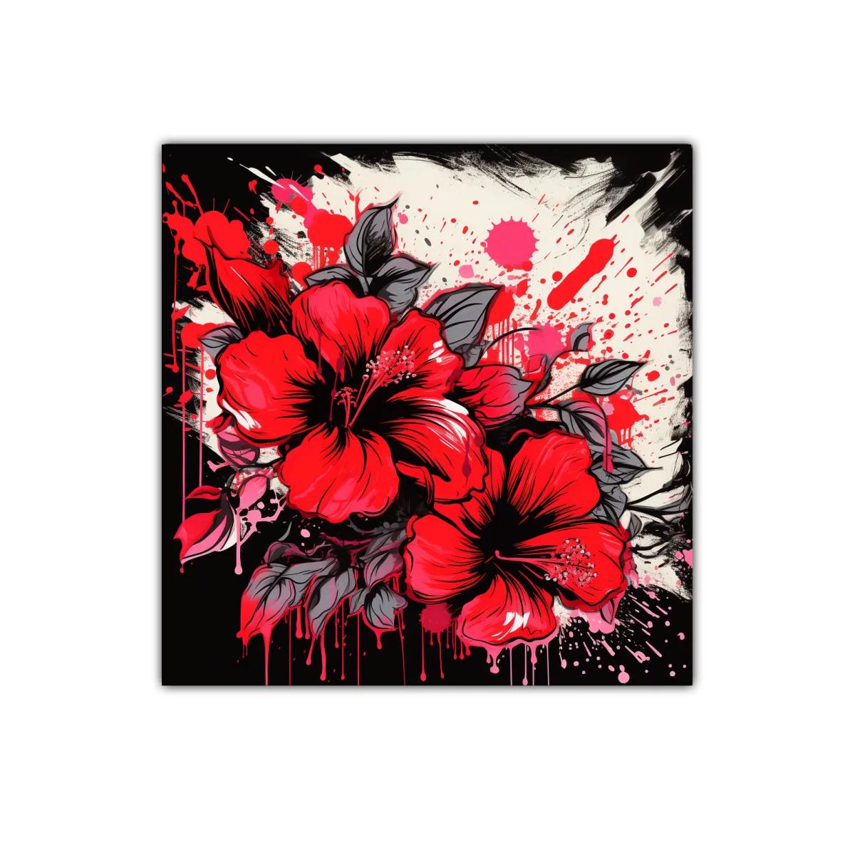 Cuadro decorativo con grandes flores rojas vibrantes — imagen principal