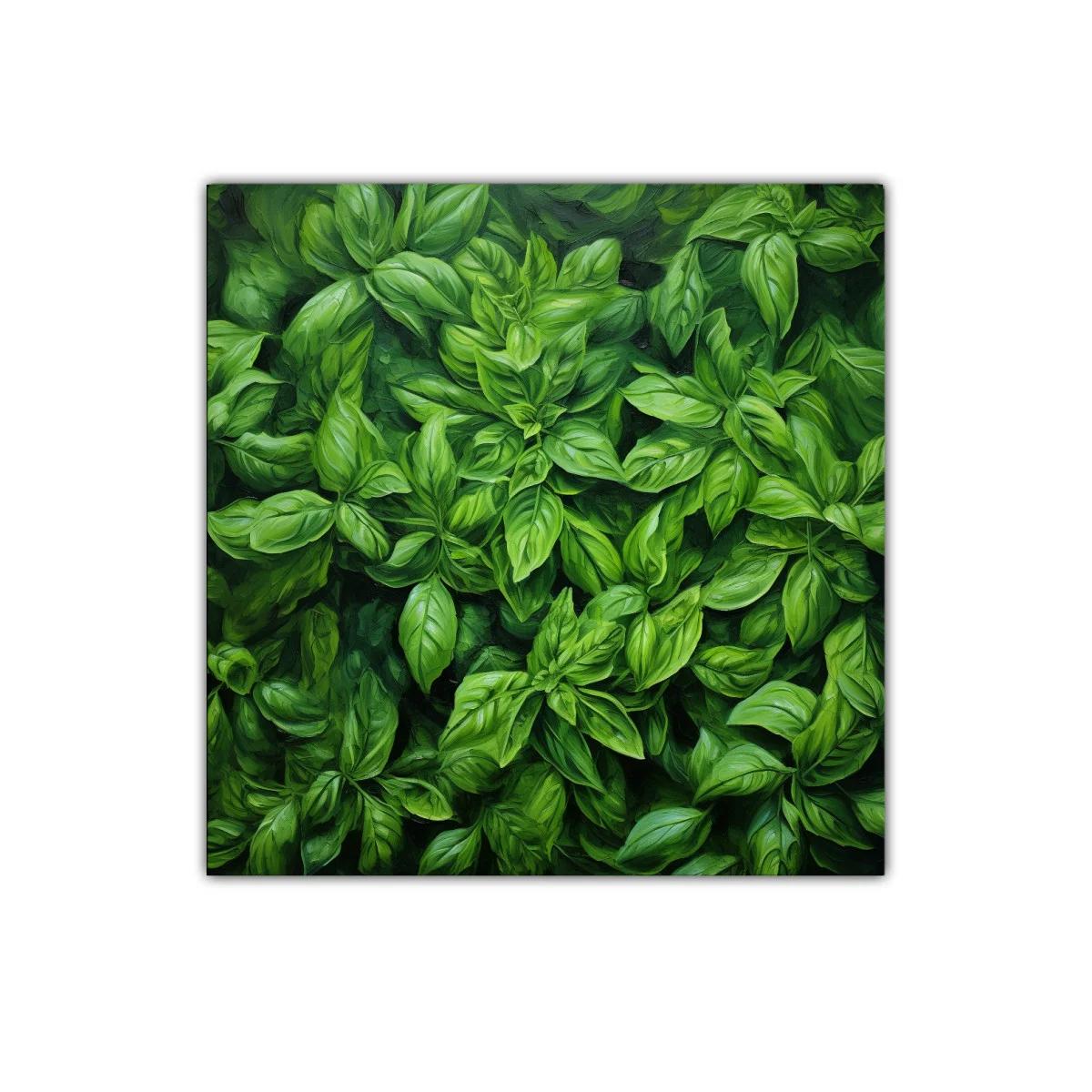 Cuadro decorativo con exuberantes hojas verdes de albahaca — imagen principal