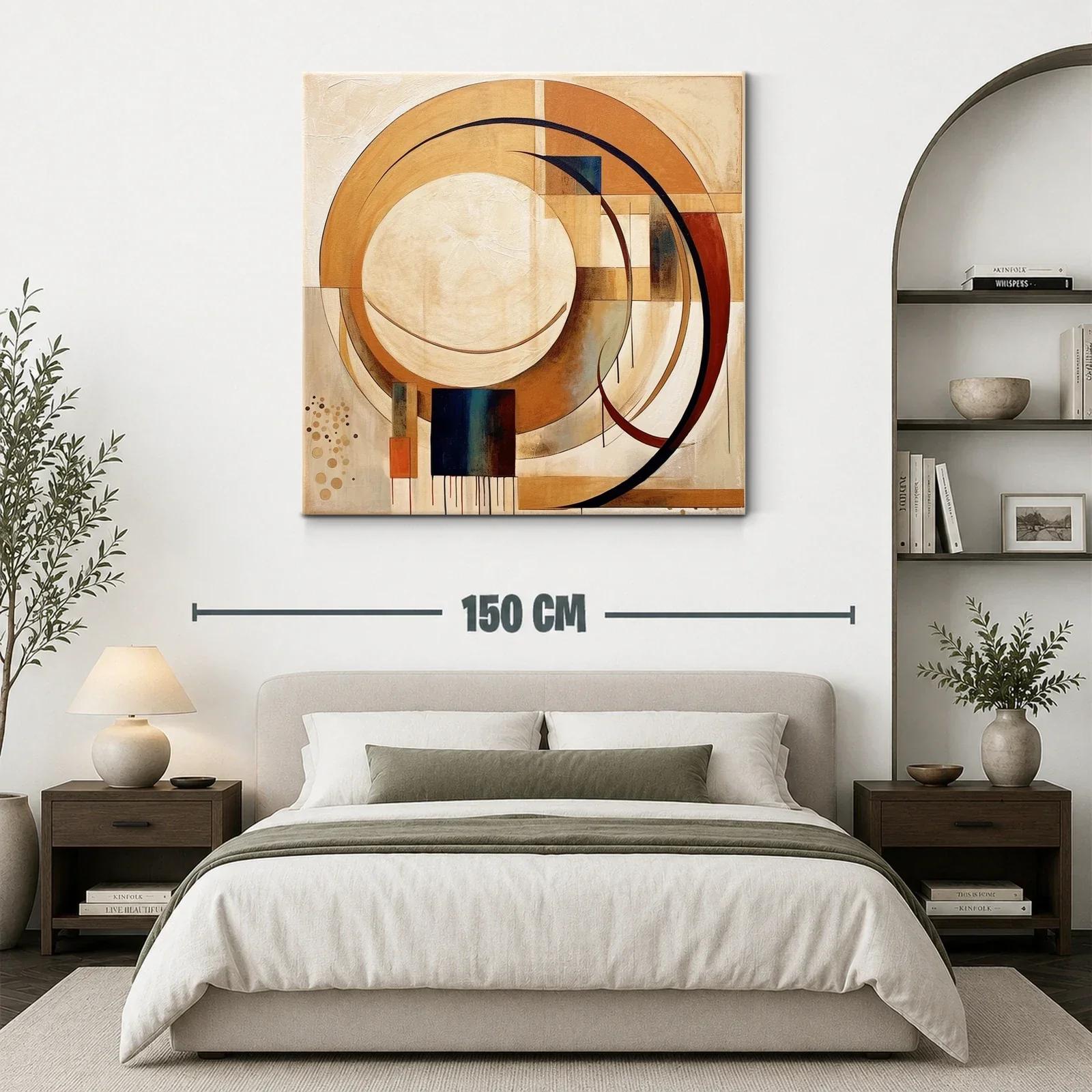 Cuadro abstracto con formas circulares en tonos cálidos — miniatura 3