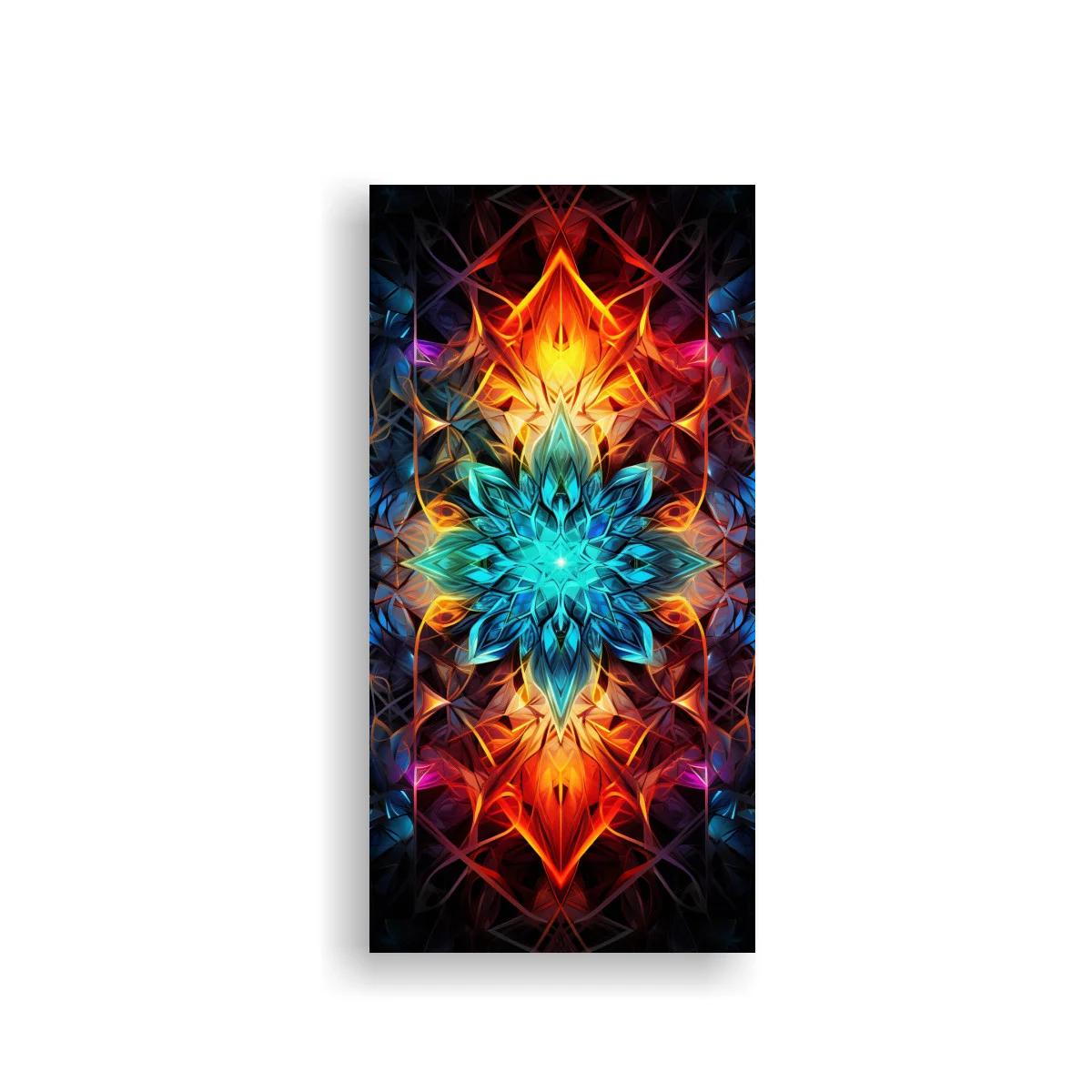 Cuadro mandala floral turquesa y dorado — imagen principal