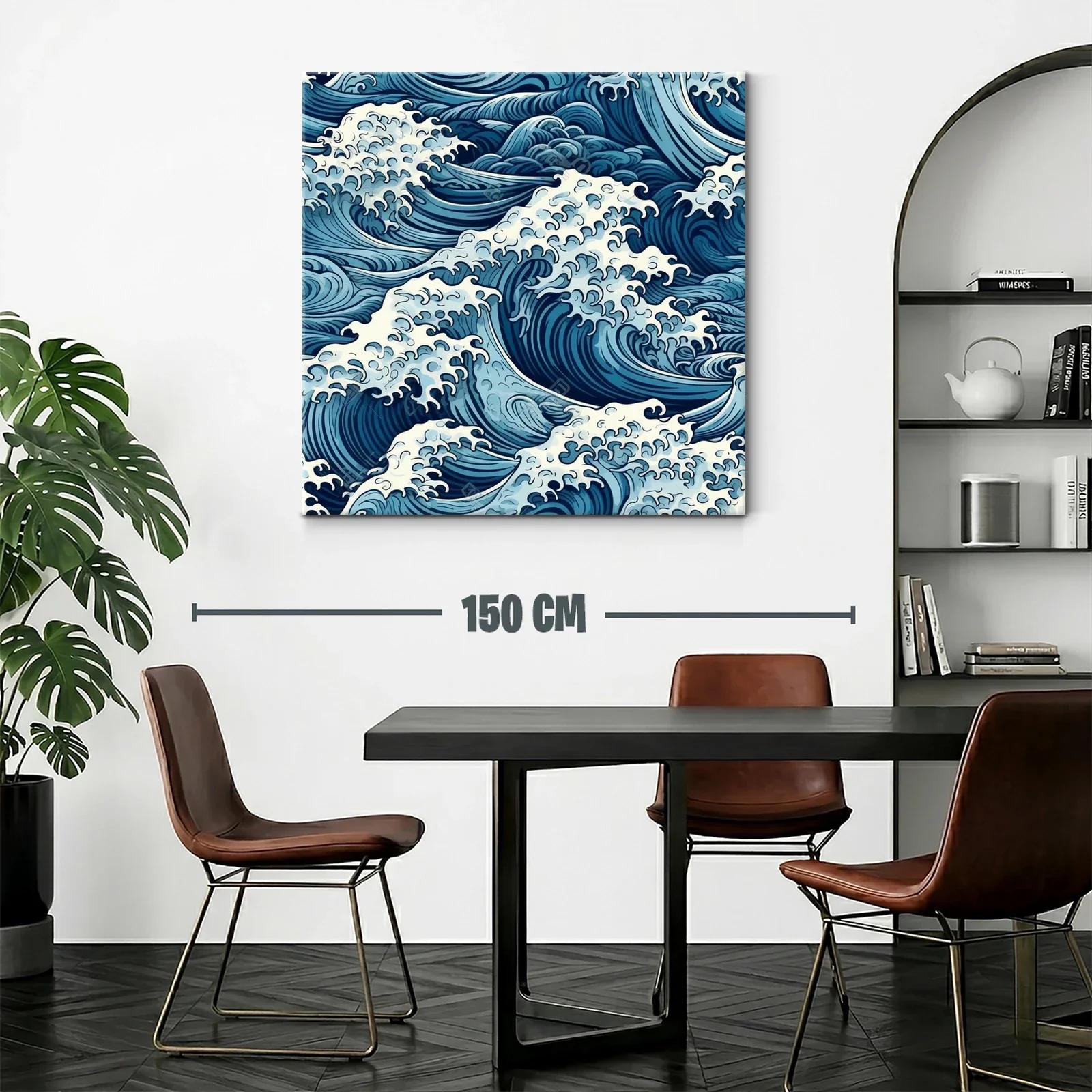 Cuadro con Motivo de Olas en Tonos Azules y Blancos — miniatura 2