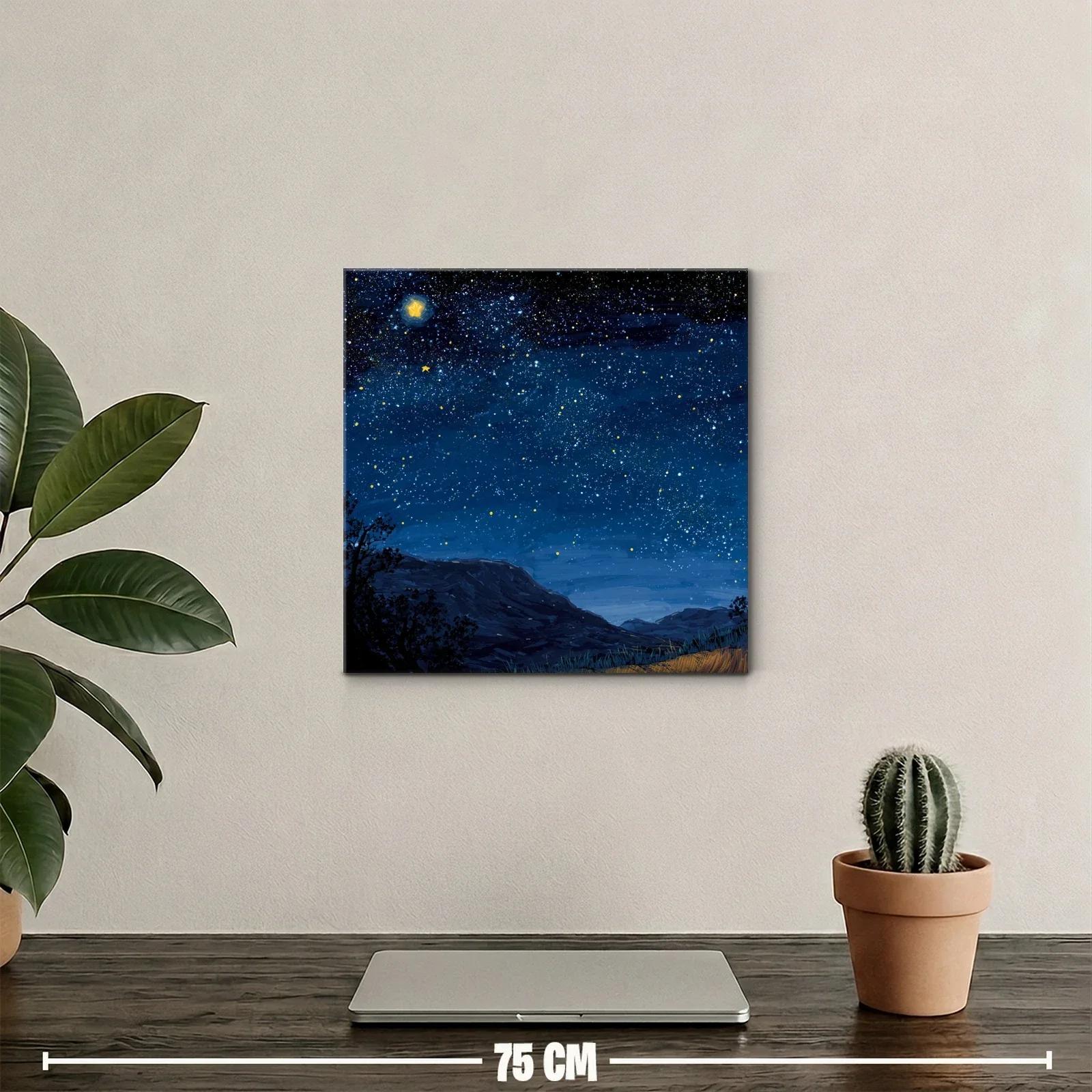 Cielo estrellado con montañas en calma nocturna — miniatura 2