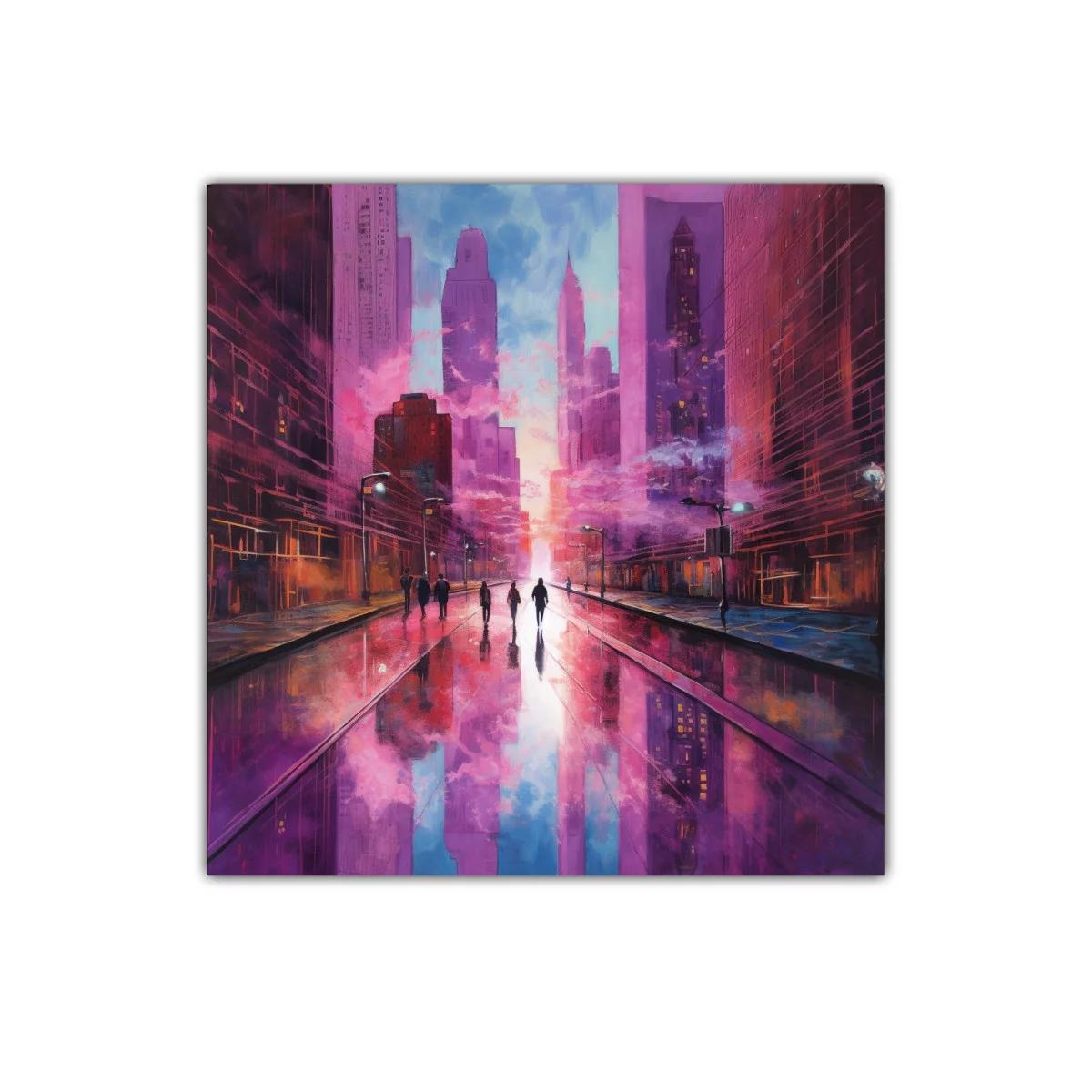 Paisaje urbano al atardecer con reflejos vibrantes — miniatura 1