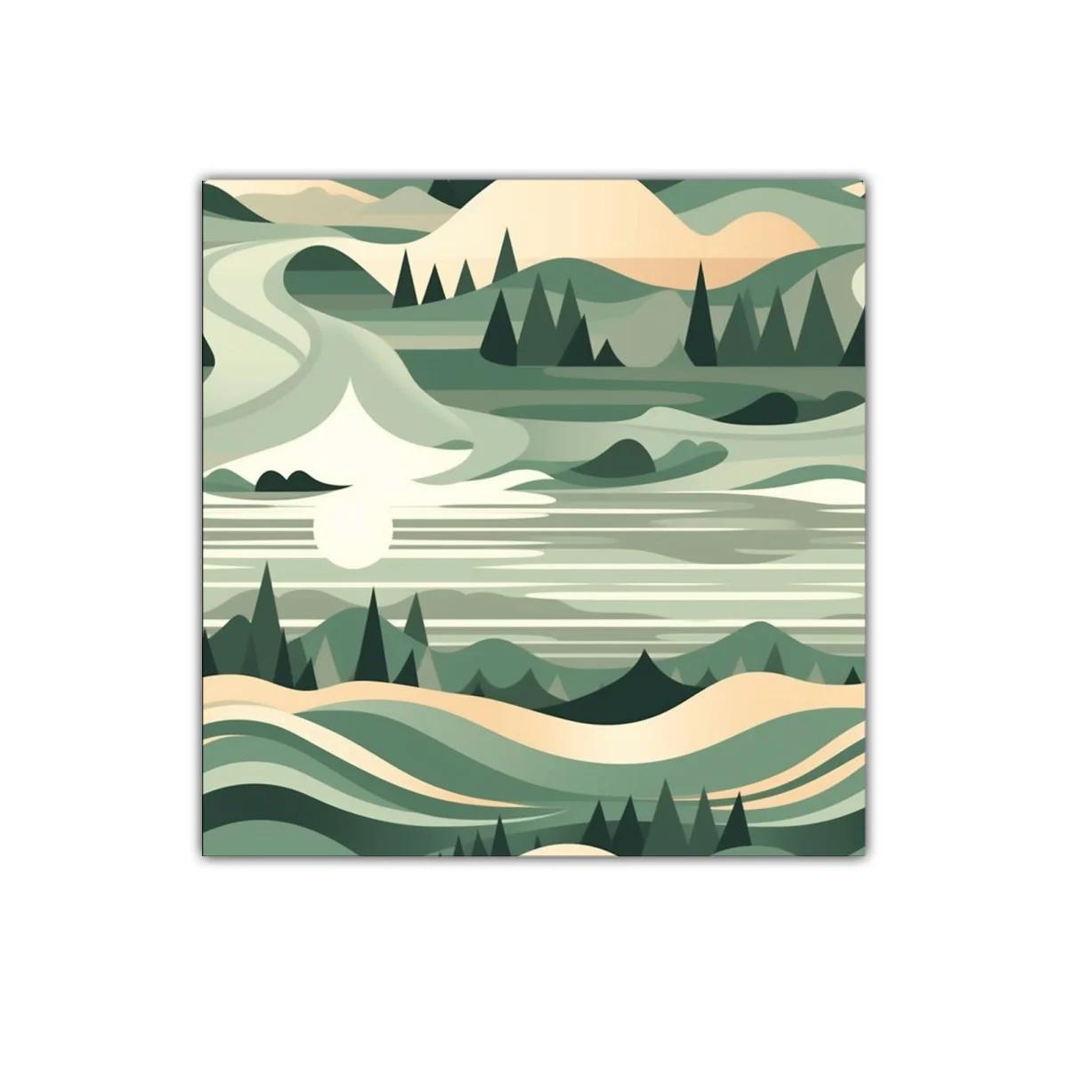 Paisaje abstracto en tonos verdes y beige — imagen principal