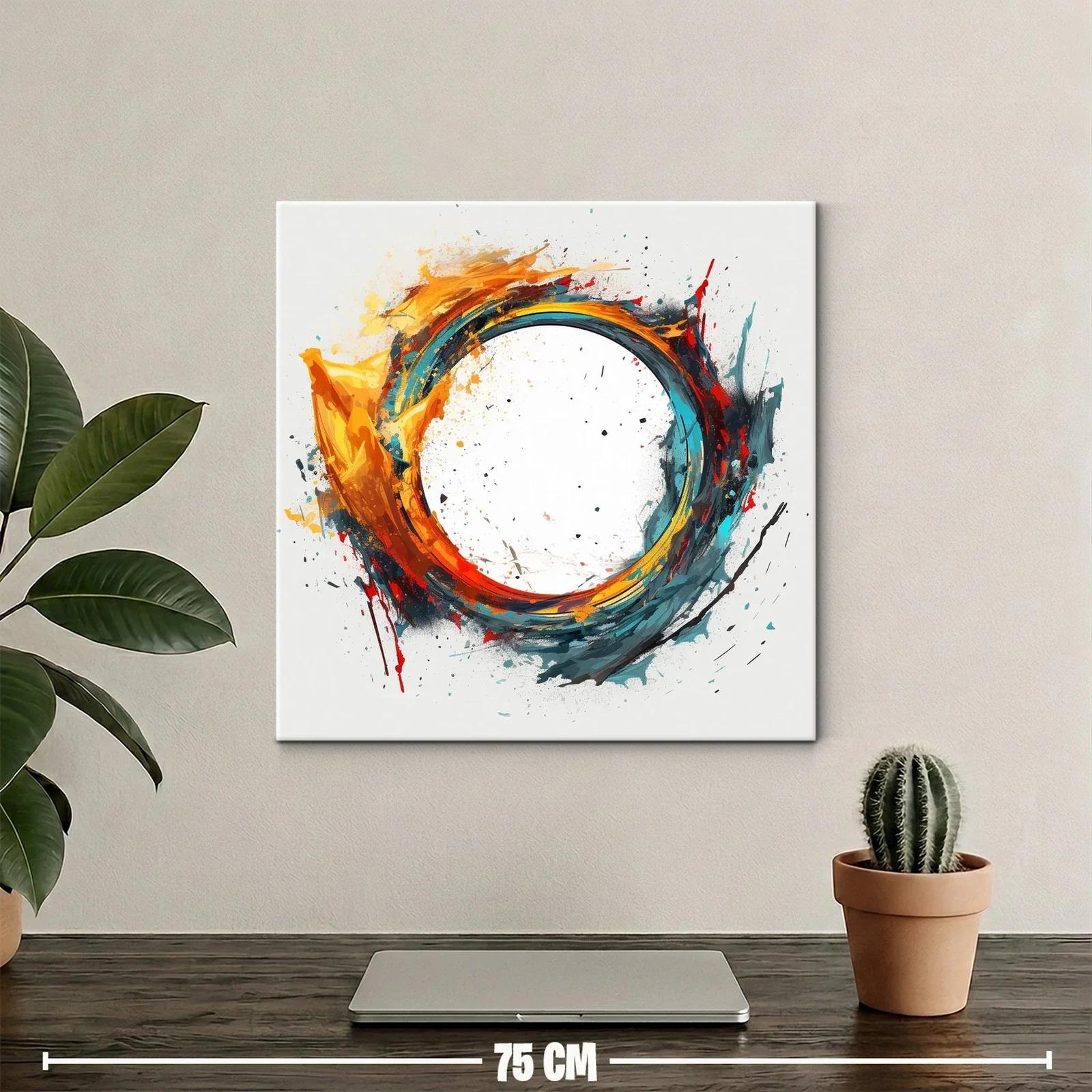 Cuadro abstracto con círculo dinámico en tonos vivos — miniatura 2