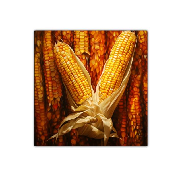 Cuadro decorativo con mazorcas de maíz en tonos cálidos