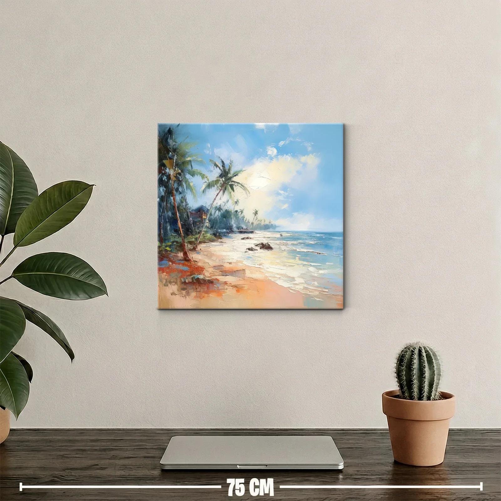 Paisaje costero con palmeras y mar azul brillante — miniatura 2