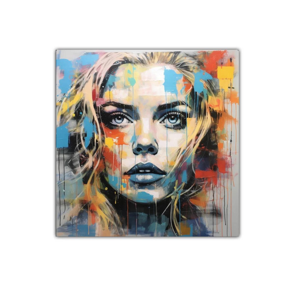 Retrato feminil con vibrantes colores abstractos