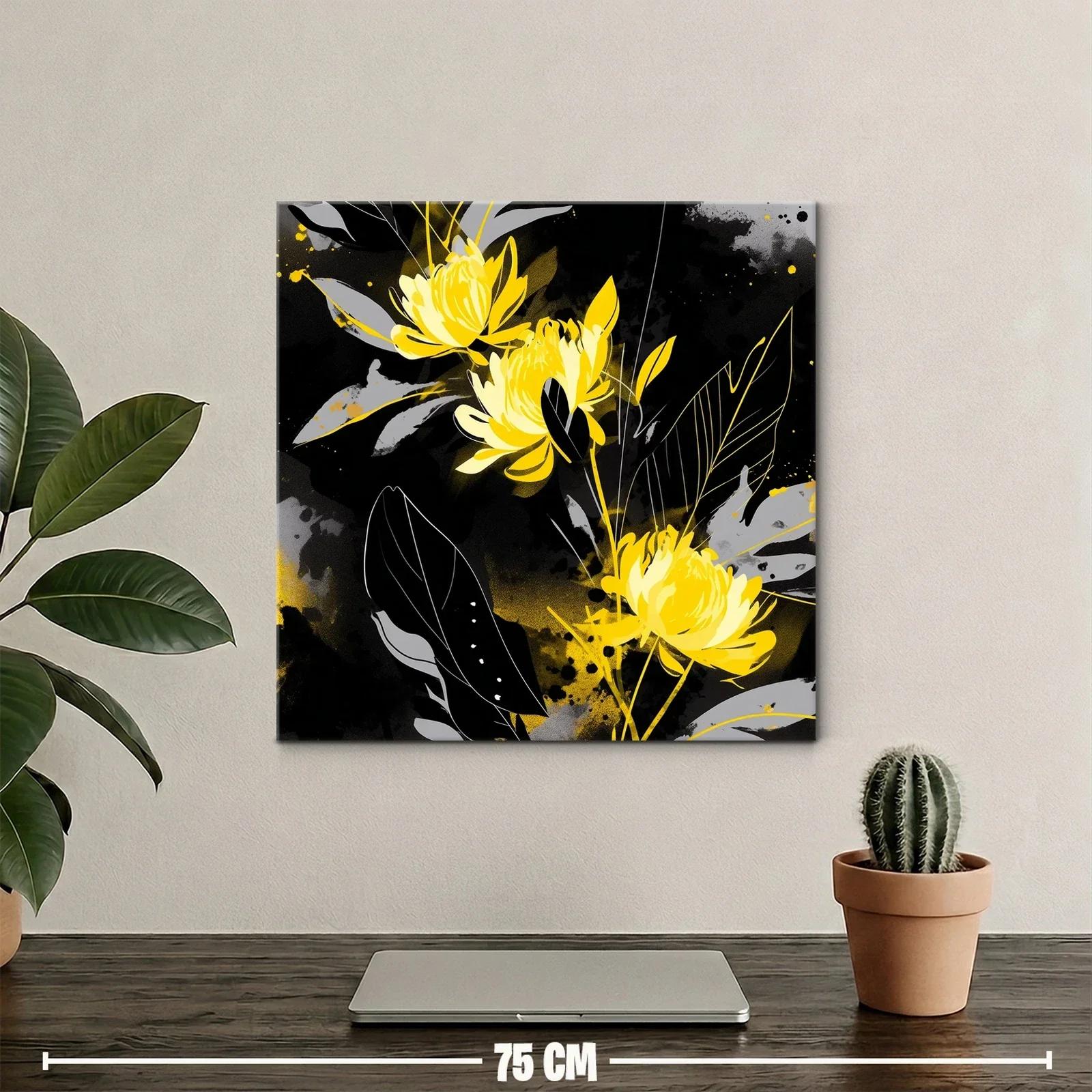 Flores amarillas vibrantes sobre fondo oscuro elegante — miniatura 2