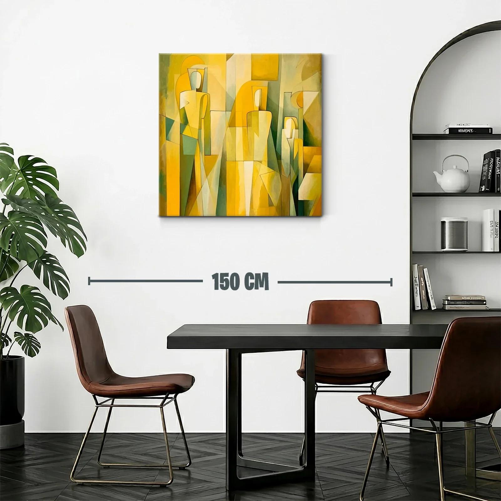 Cuadro Abstracto con Figuras y Tonos Amarillos — miniatura 2