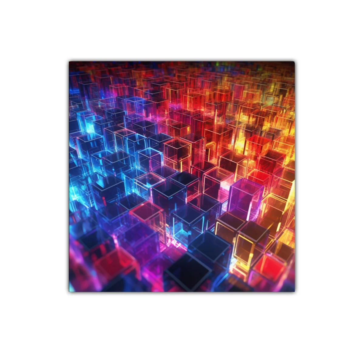Geometría vibrante en cubos de cristal de colores intensos — imagen principal