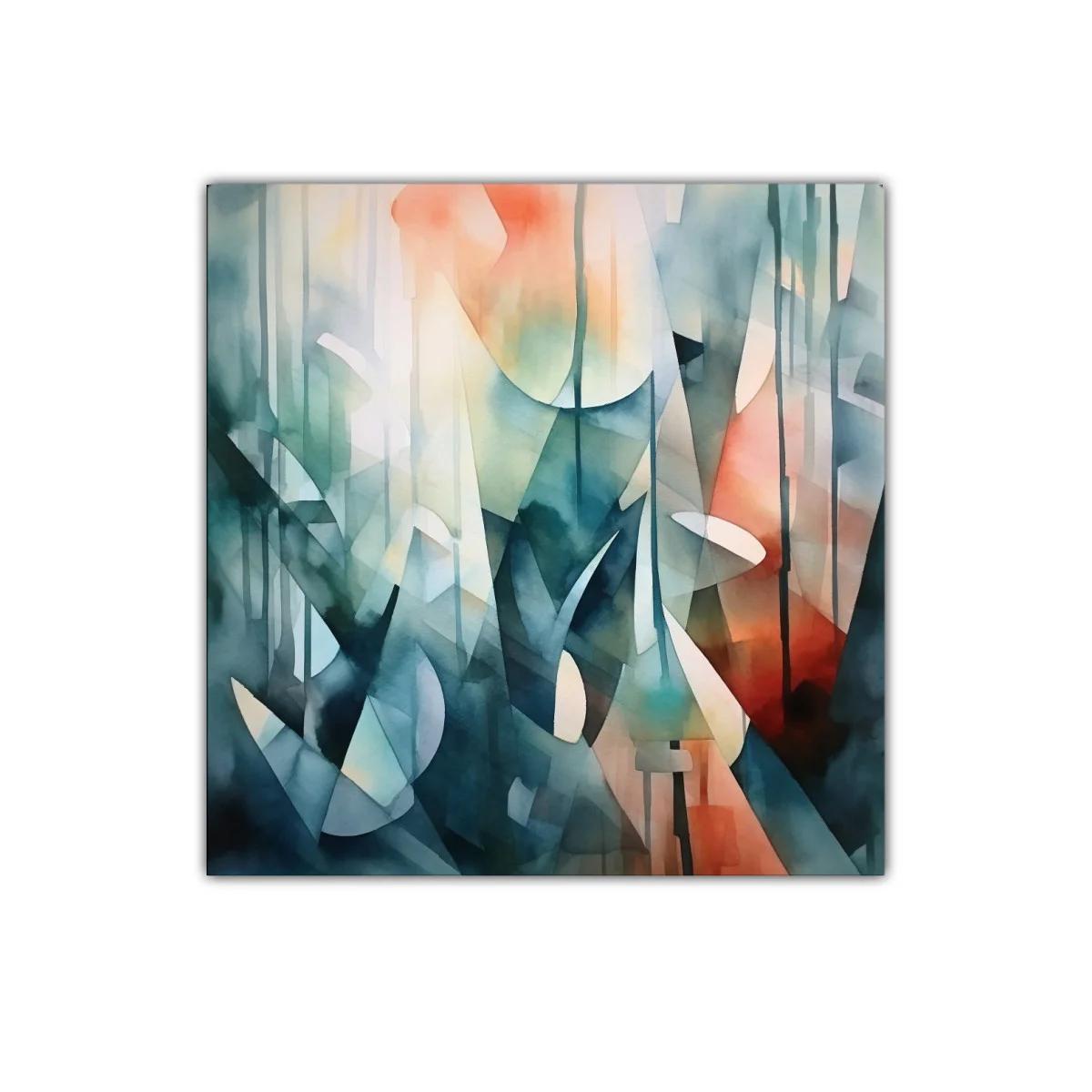 Arte abstracto con formas geométricas y tonos suaves — imagen principal