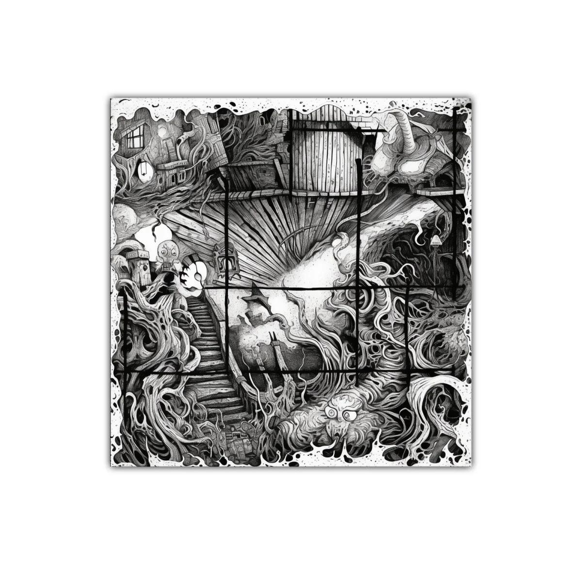 Ilustración surrealista en blanco y negro con detalles orgánicos — imagen principal