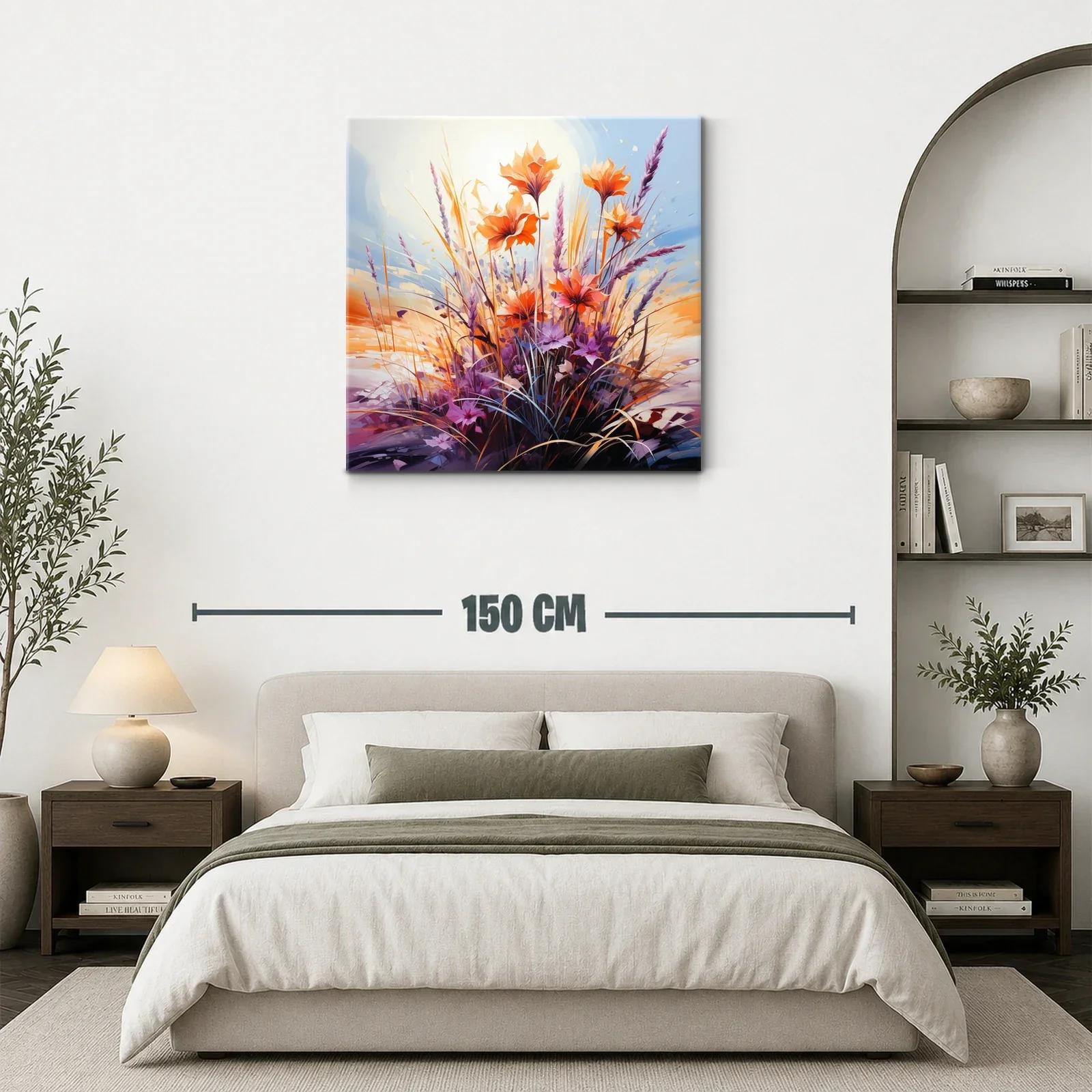 Ramo vibrante de flores en tonalidades cálidas y lilas — miniatura 3
