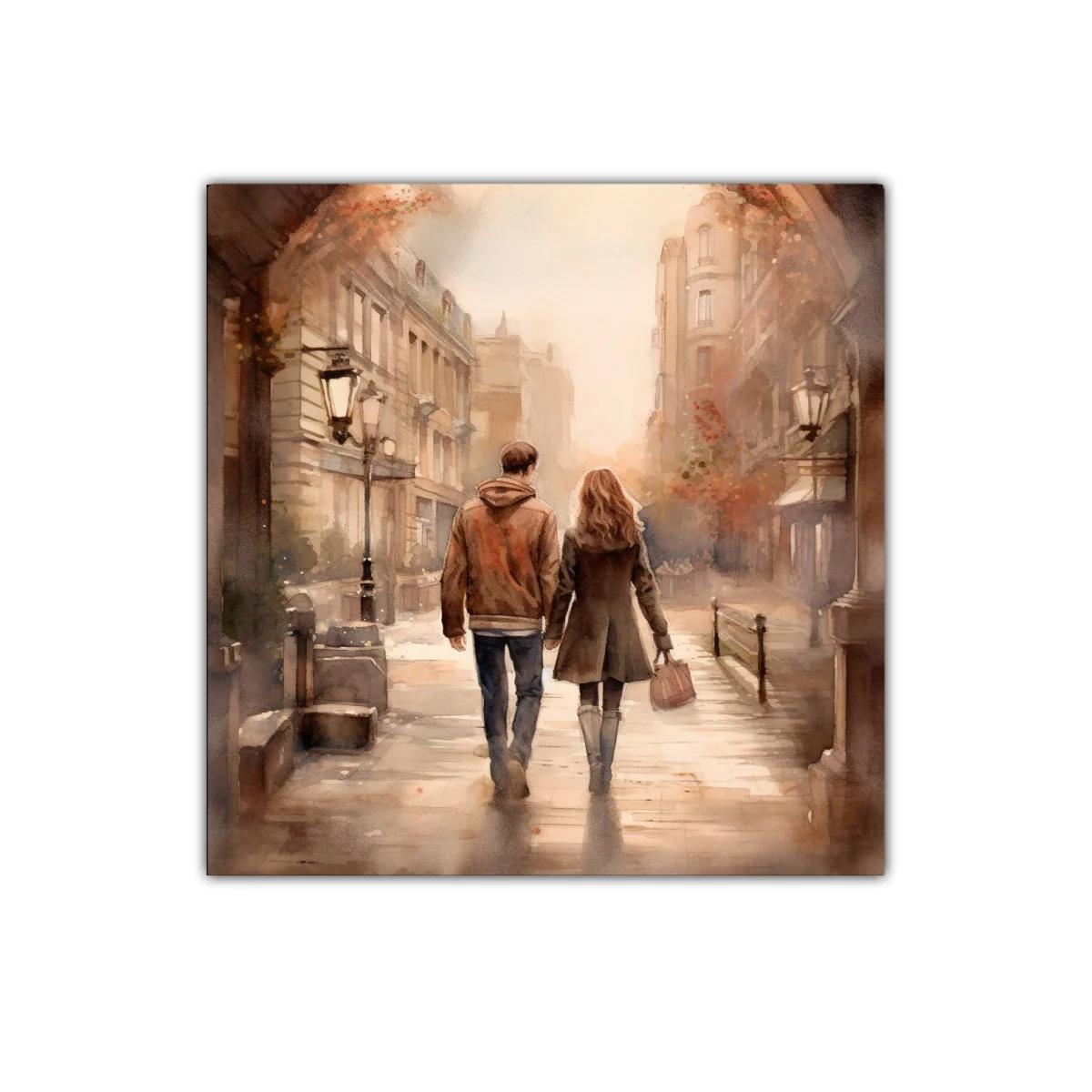 Paseo romántico al atardecer en ciudad clásica — imagen principal