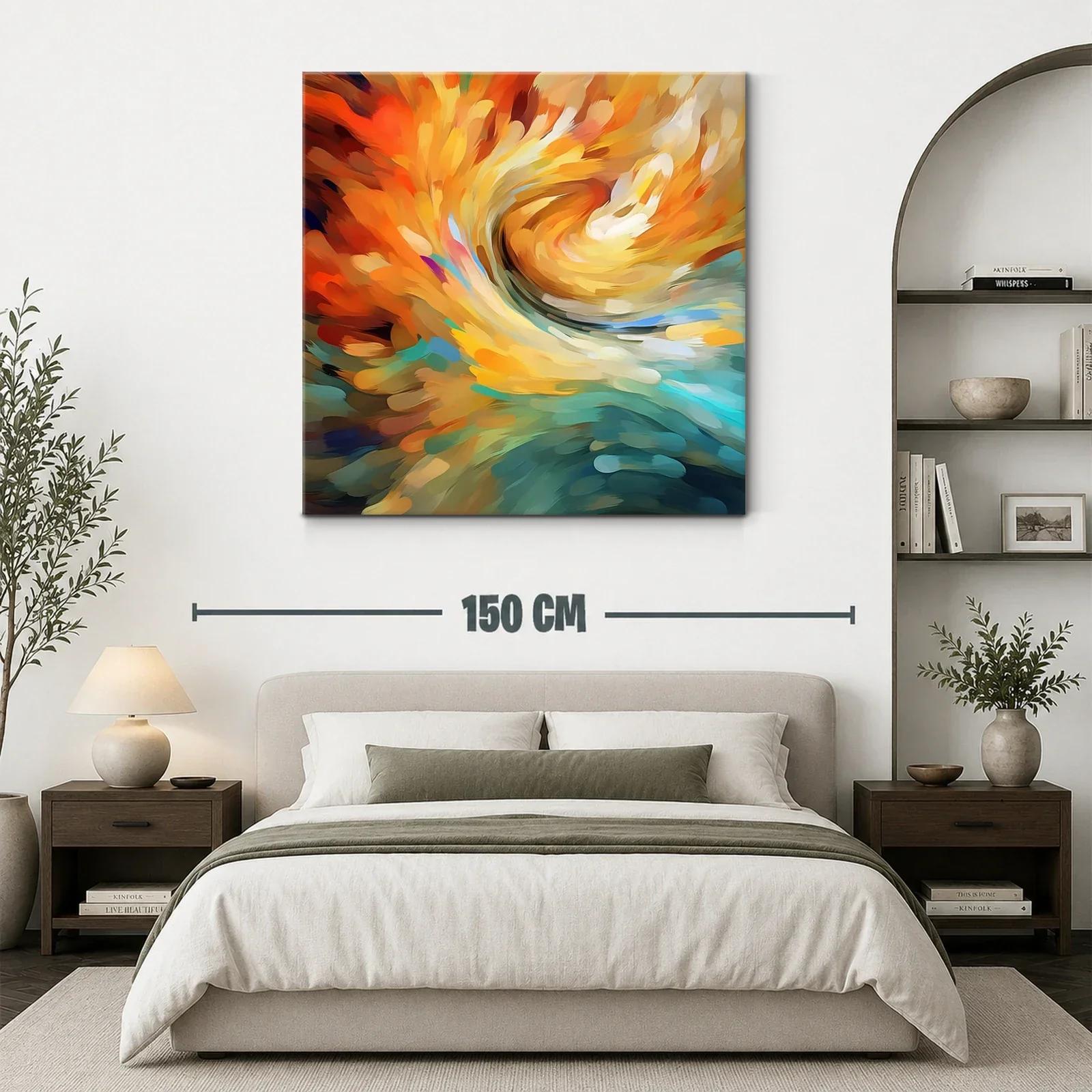 Cuadro abstracto con vibrantes tonos cálidos y fríos — miniatura 3