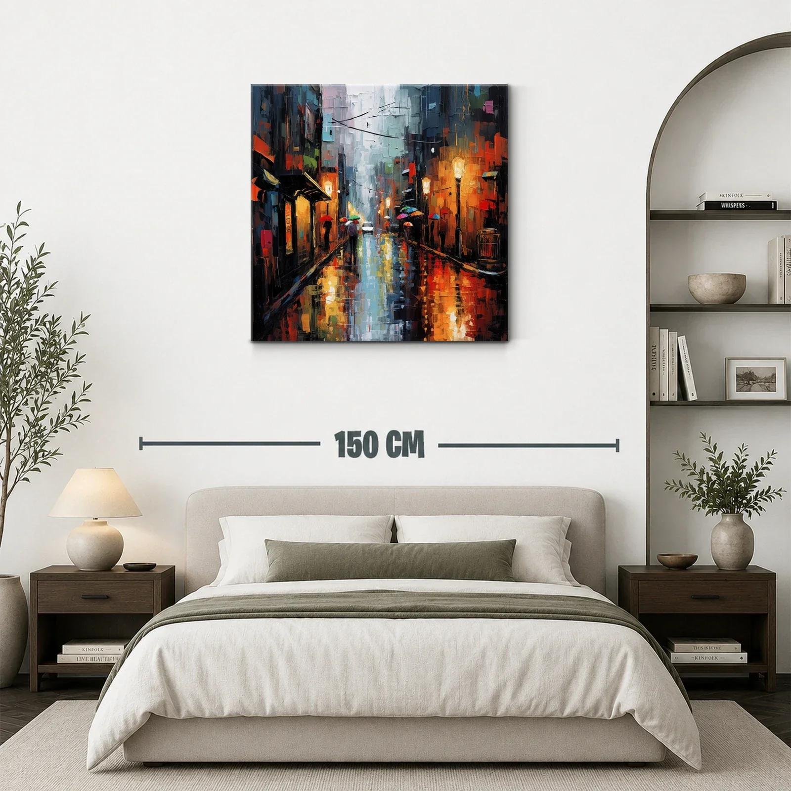 Reflejos urbanos bajo la lluvia y luces cálidas — miniatura 3