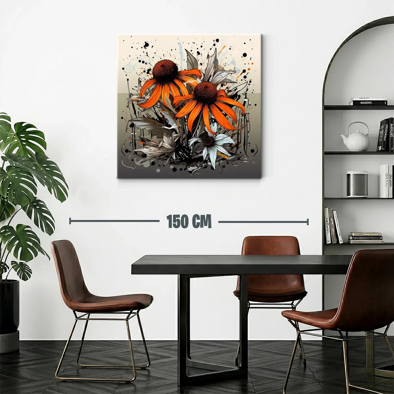 Flores vibrantes en tonos anaranjados y grises en composición artística — miniatura 2